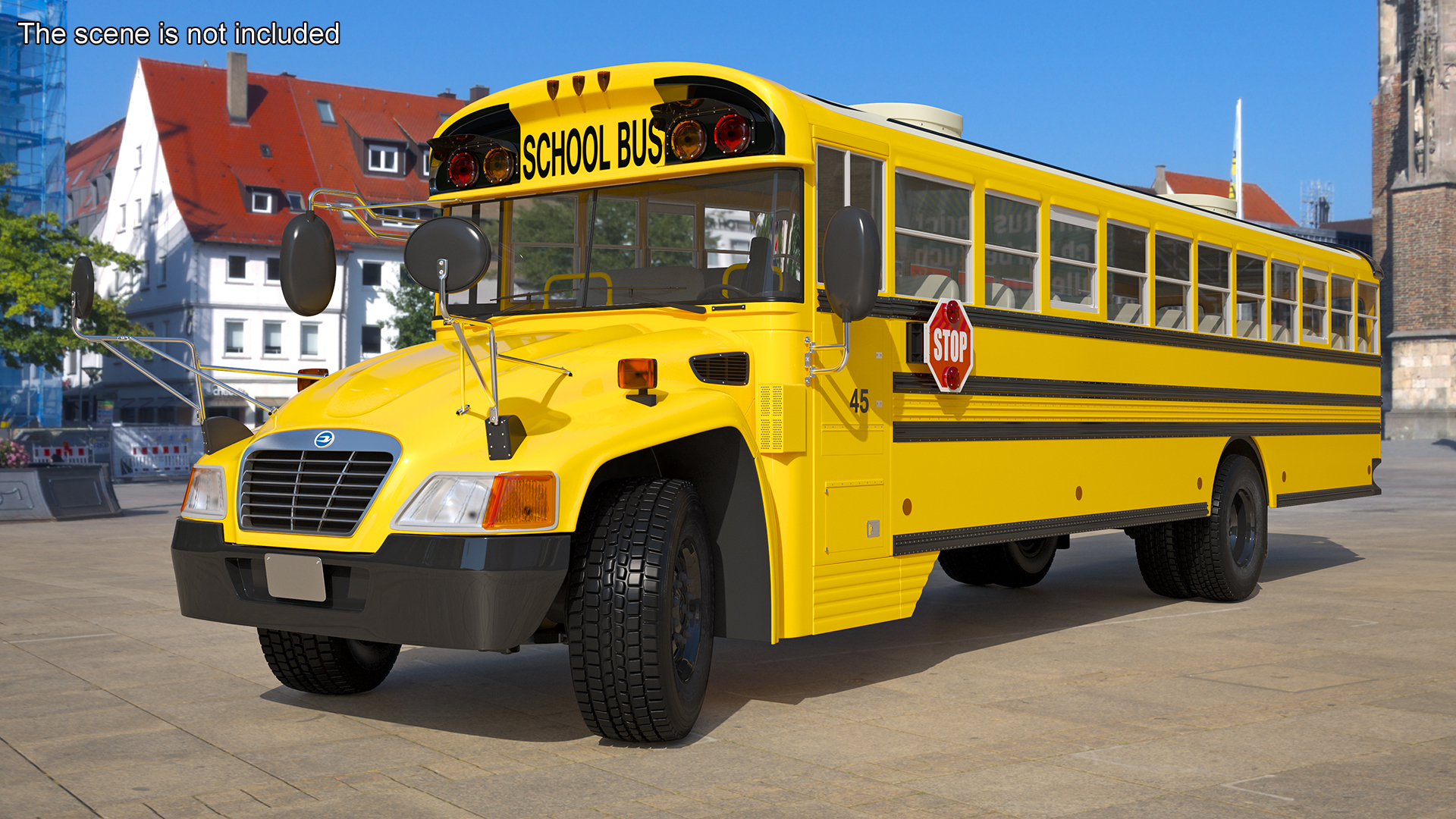 3D model American School Bus Rigged for Cinema 4D