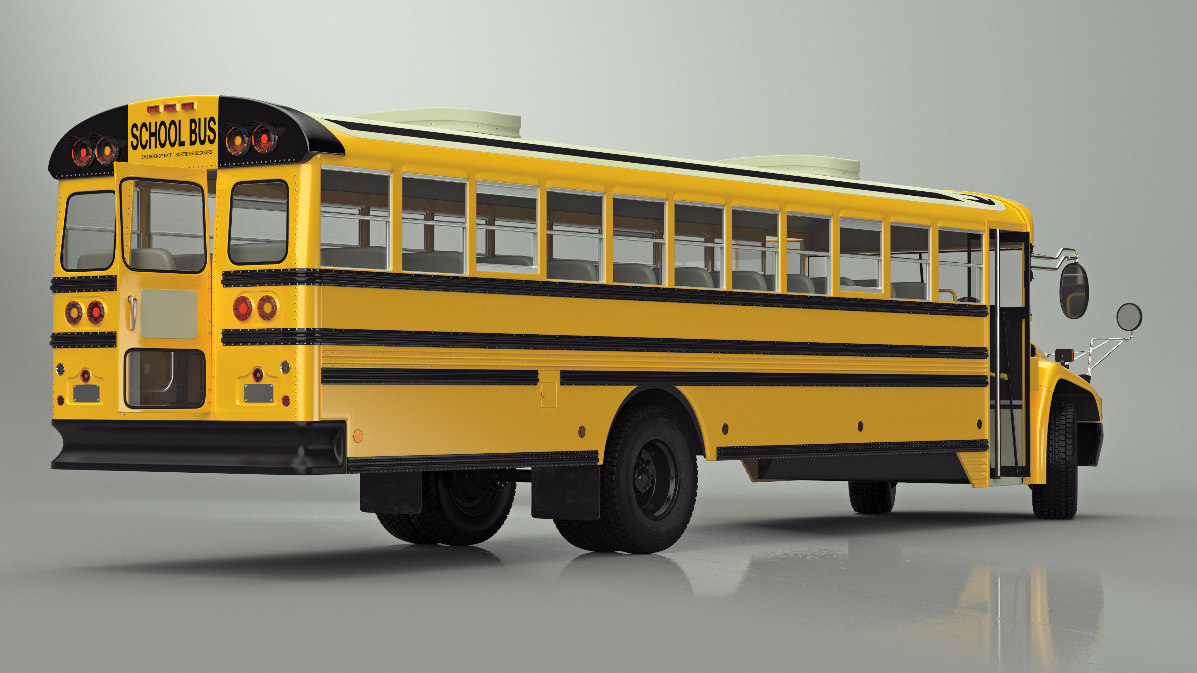 3D model American School Bus Rigged for Cinema 4D