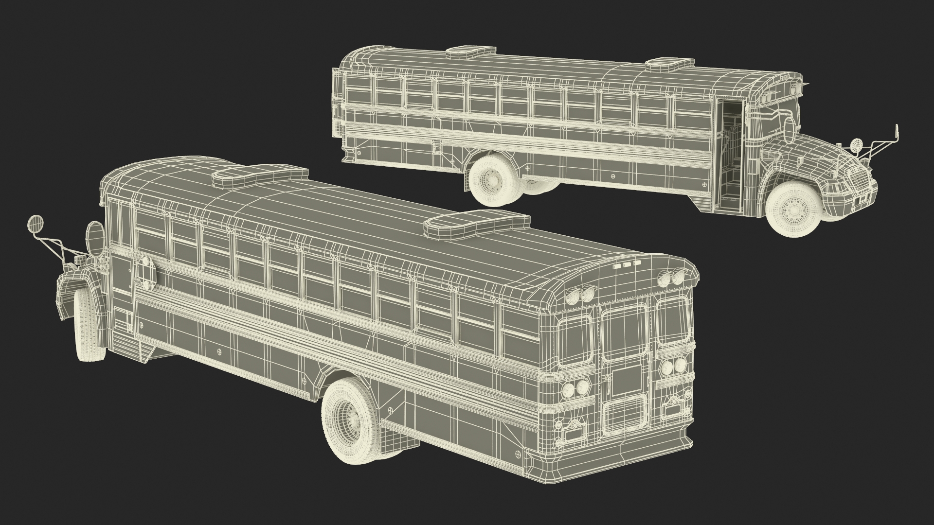 3D model American School Bus Rigged for Cinema 4D
