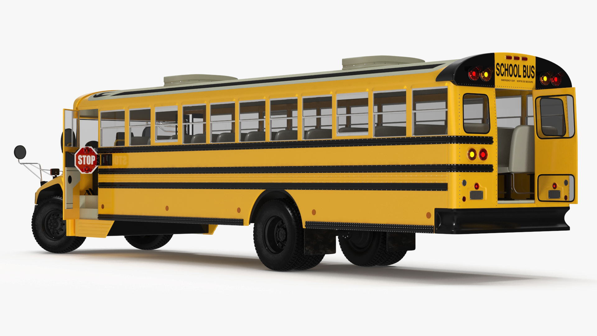 3D model American School Bus Rigged for Cinema 4D