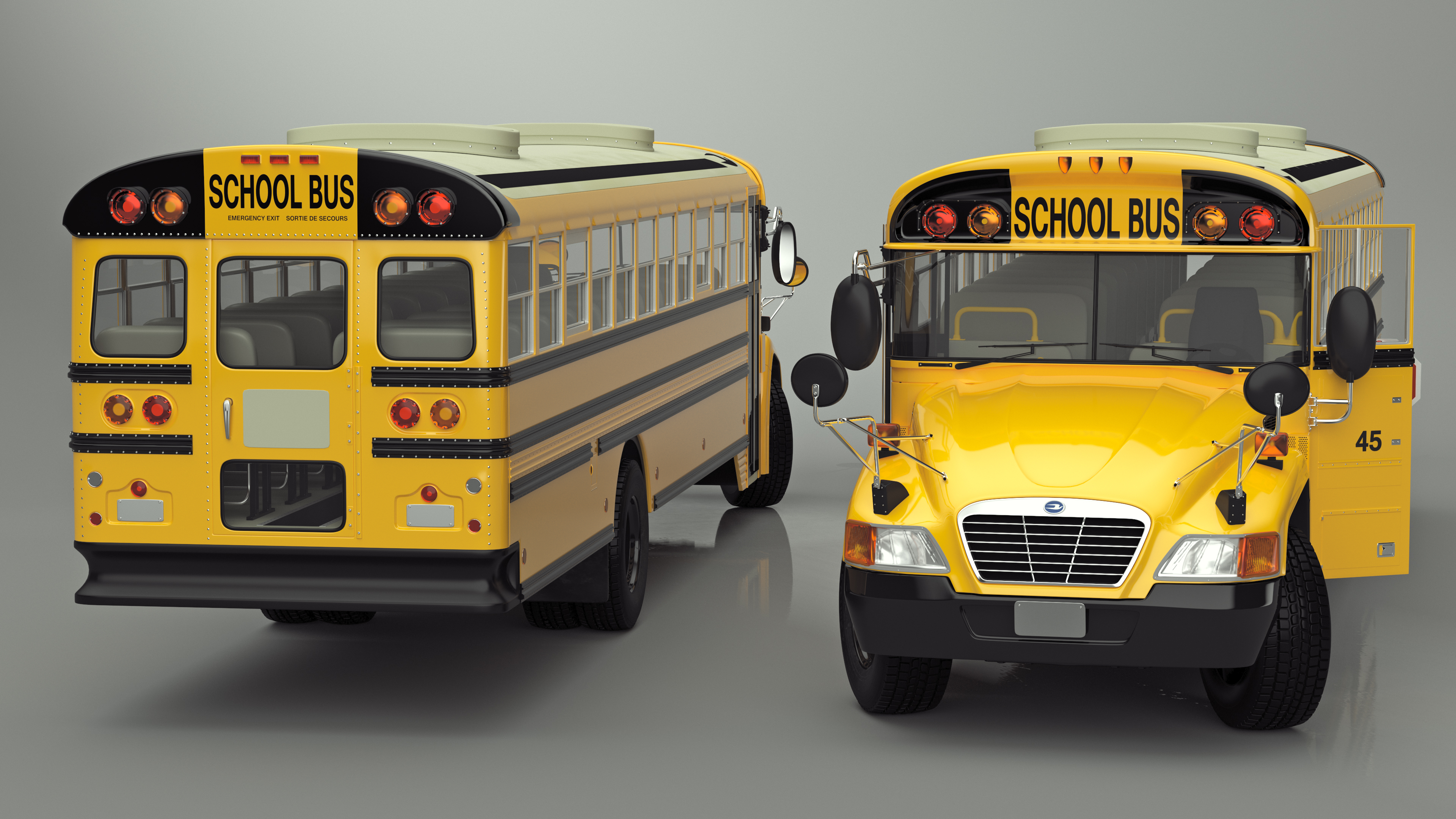 3D model American School Bus Rigged for Cinema 4D