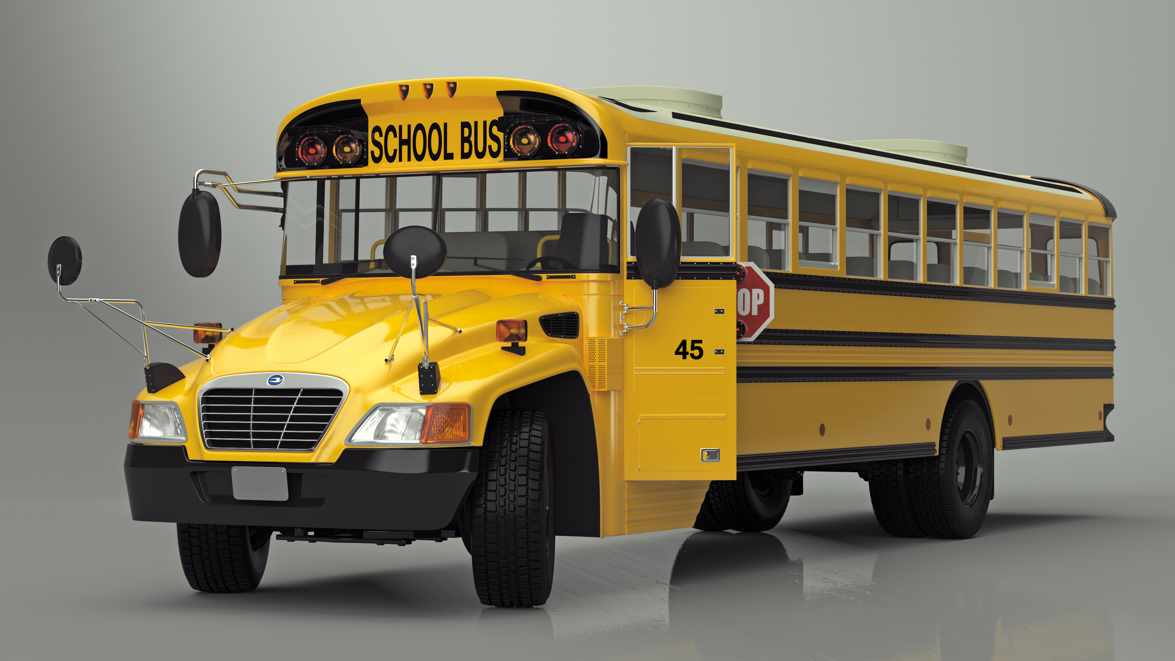 3D model American School Bus Rigged for Cinema 4D