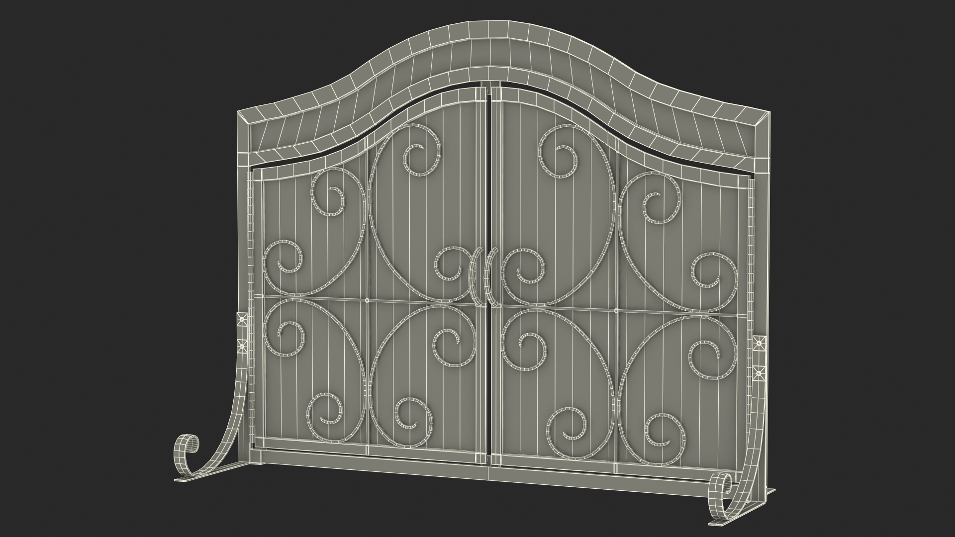 3D model Wrought Iron Fireplace Screen with Doors