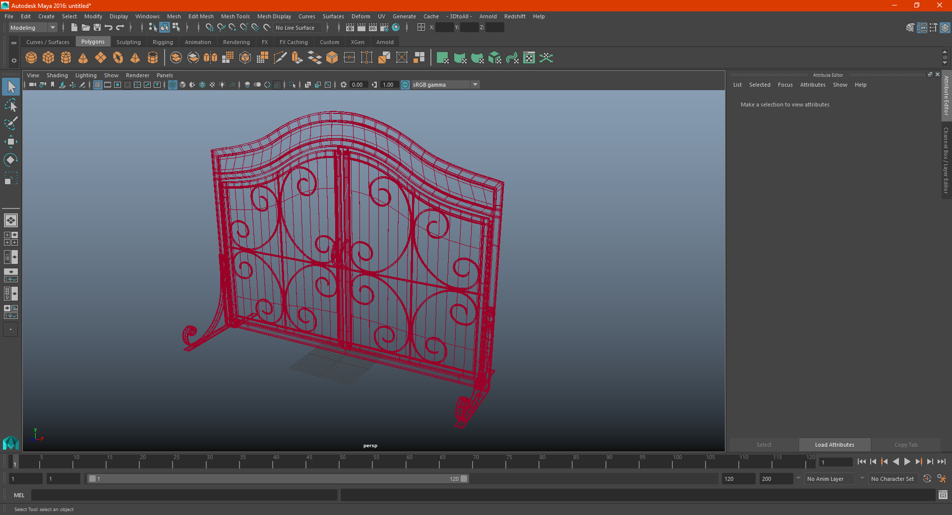 3D model Wrought Iron Fireplace Screen with Doors