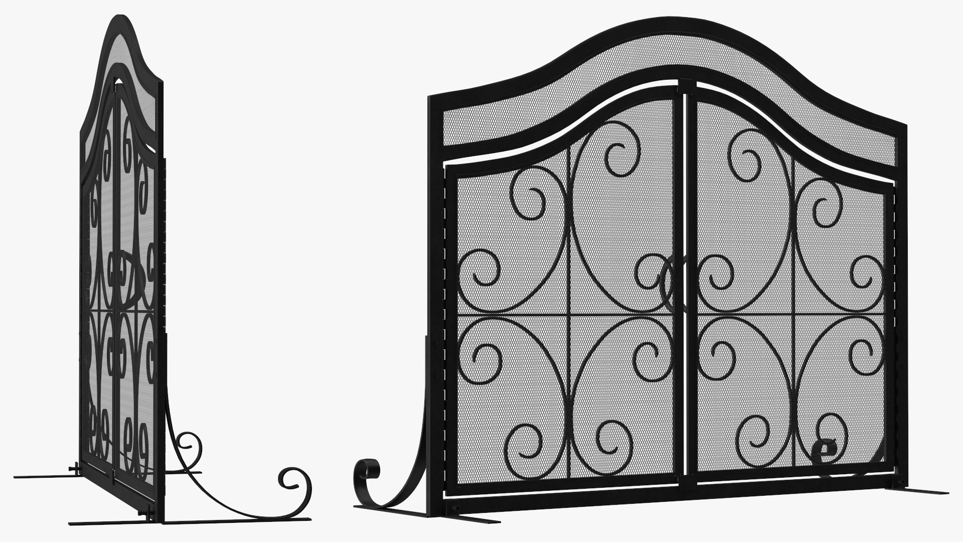 3D model Wrought Iron Fireplace Screen with Doors