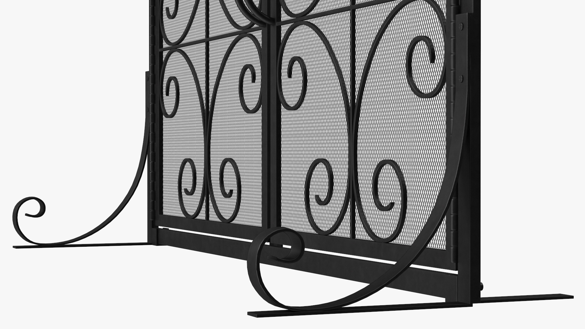3D model Wrought Iron Fireplace Screen with Doors