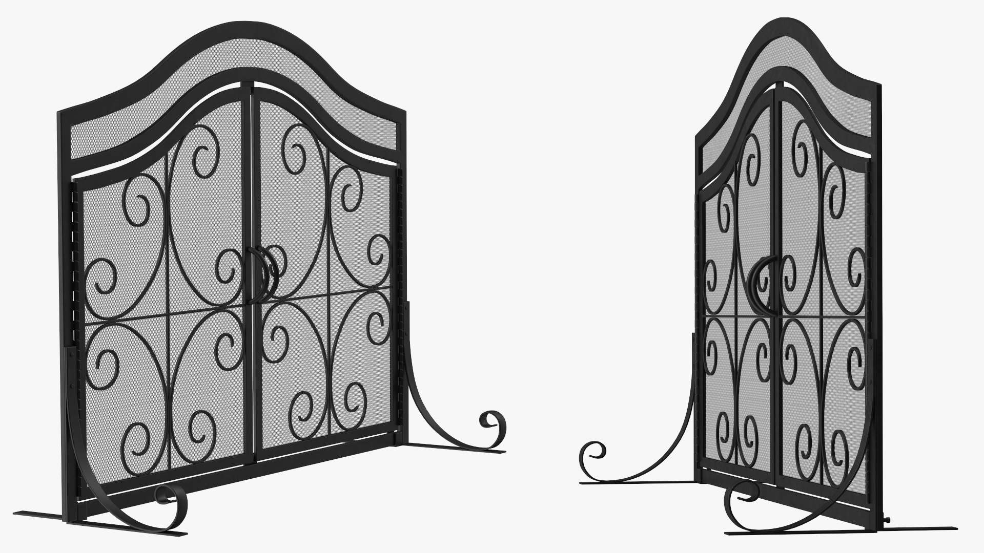3D model Wrought Iron Fireplace Screen with Doors