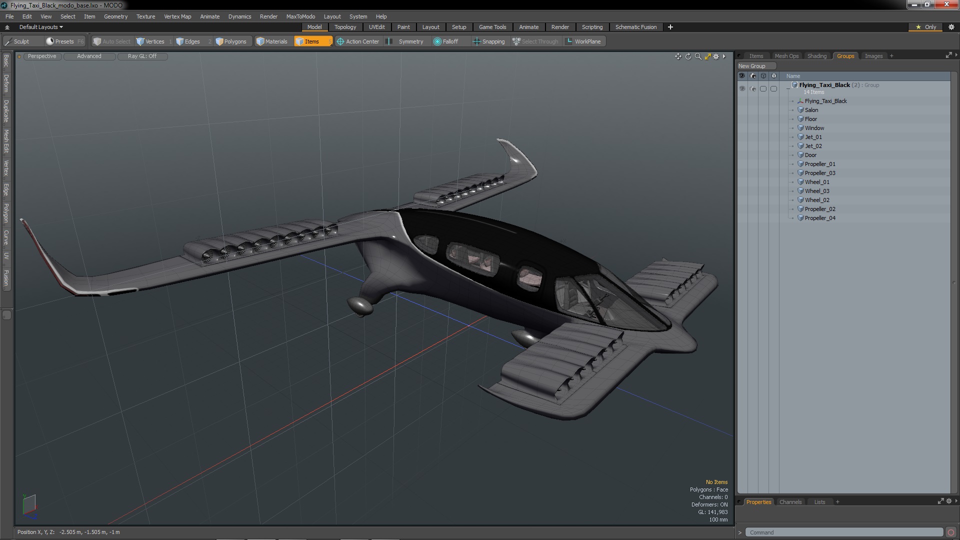 Flying Taxi Black 3D