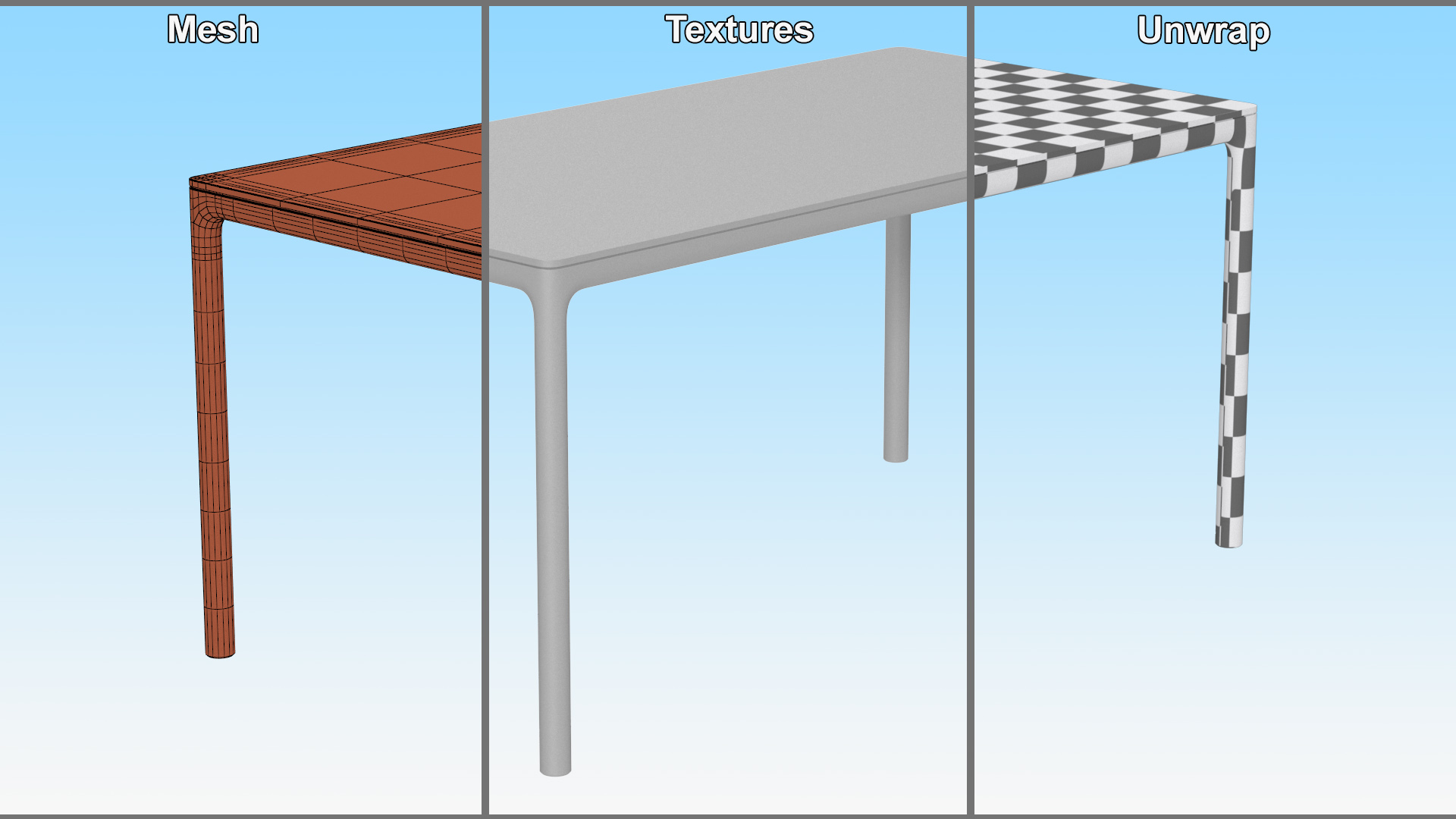 Modern Minimalist Rectangular Dining Table 3D