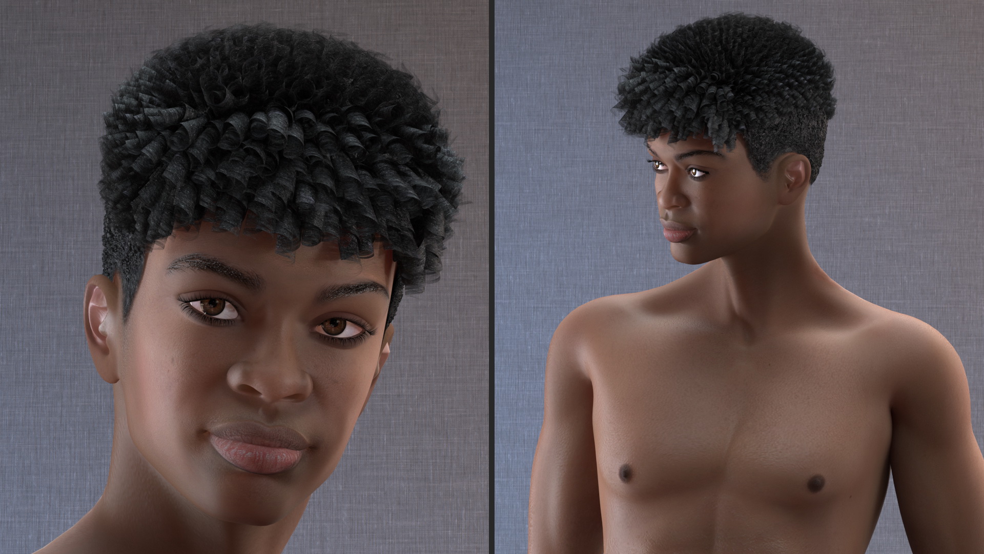 3D model Dark Skin Young Man Stand Pose