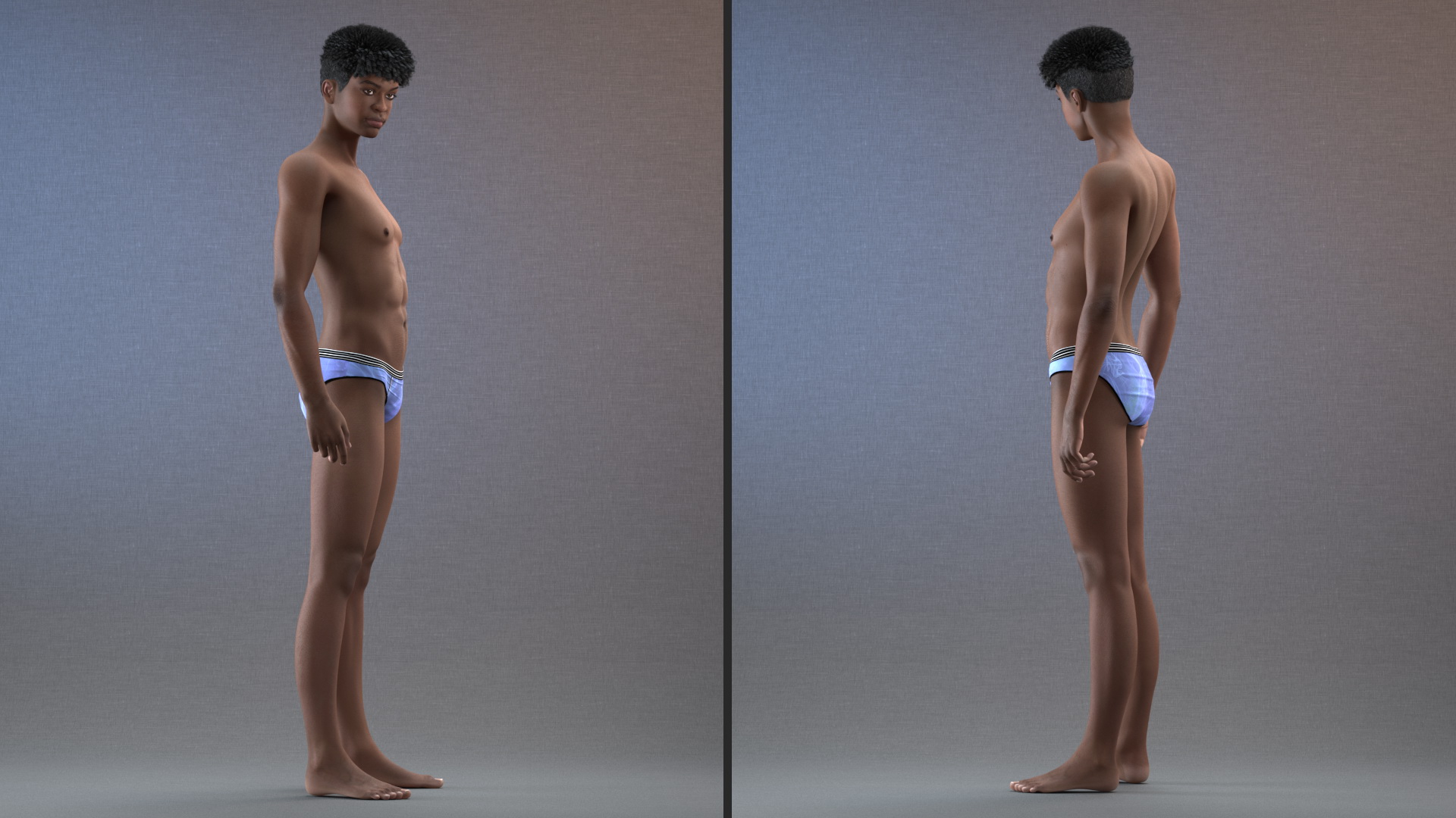 3D model Dark Skin Young Man Stand Pose