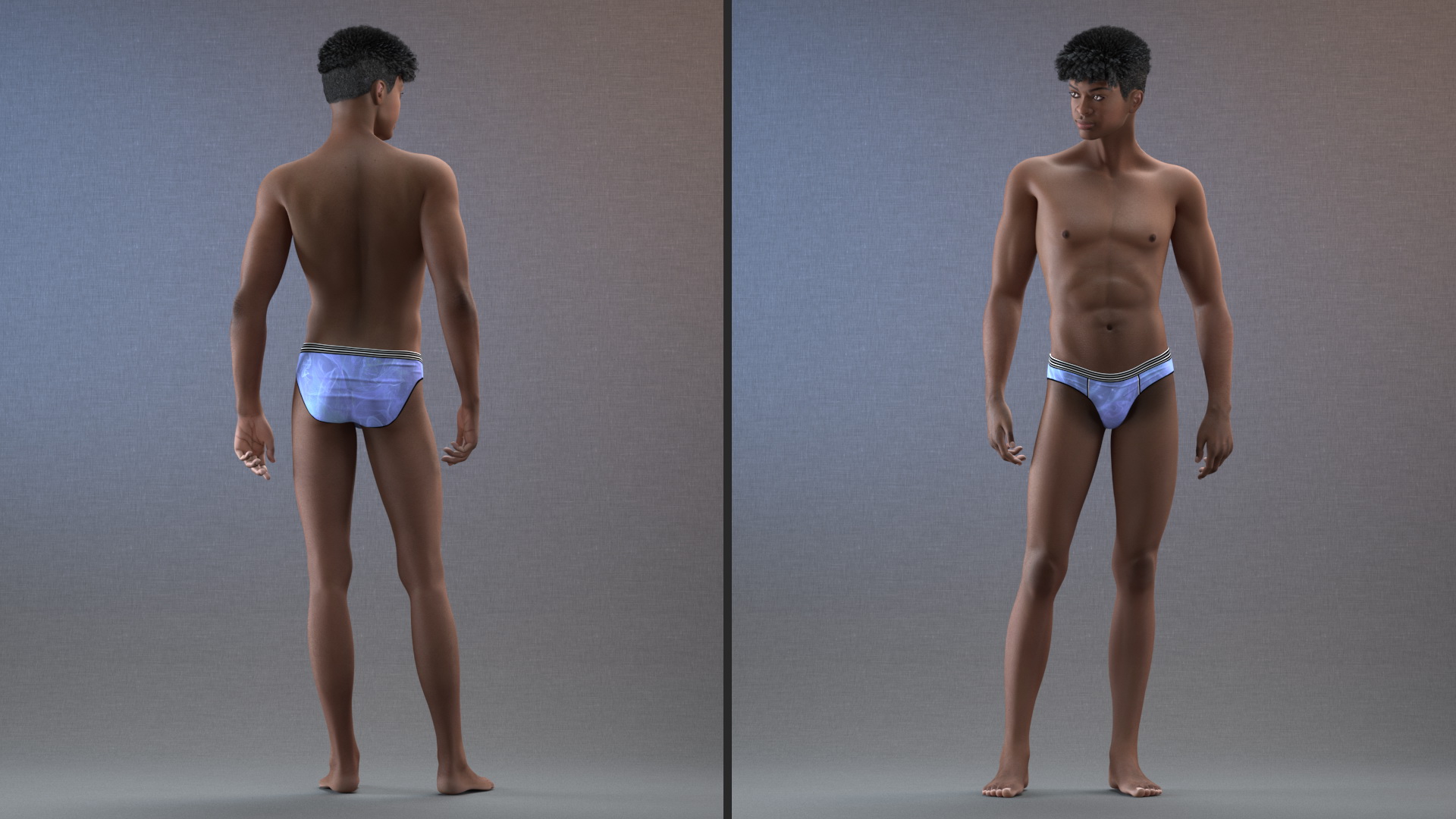 3D model Dark Skin Young Man Stand Pose