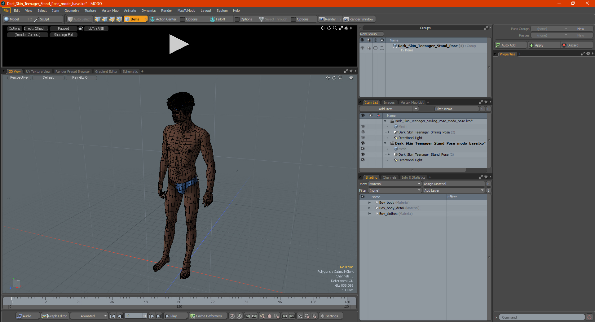 3D model Dark Skin Young Man Stand Pose