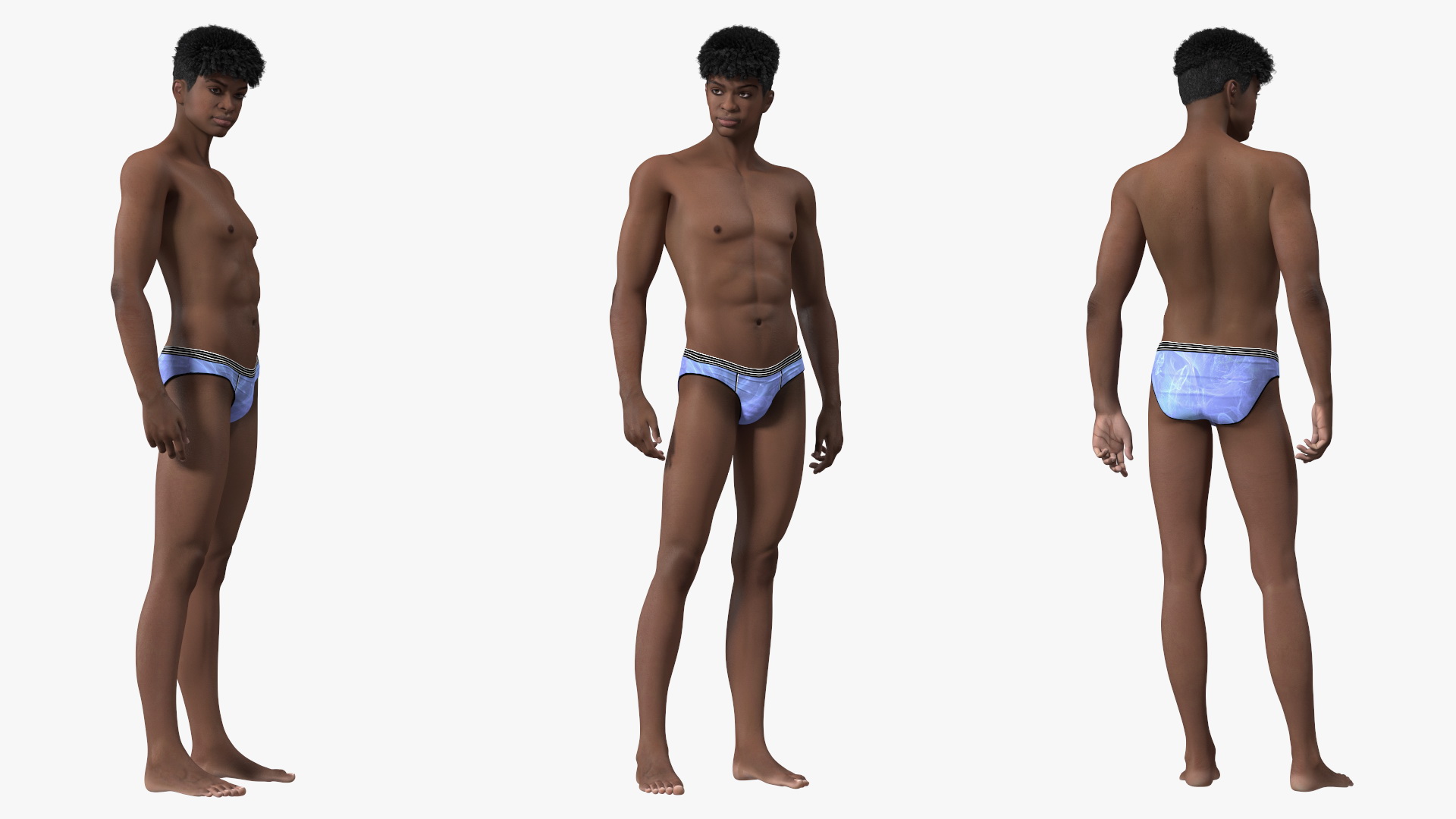 3D model Dark Skin Young Man Stand Pose