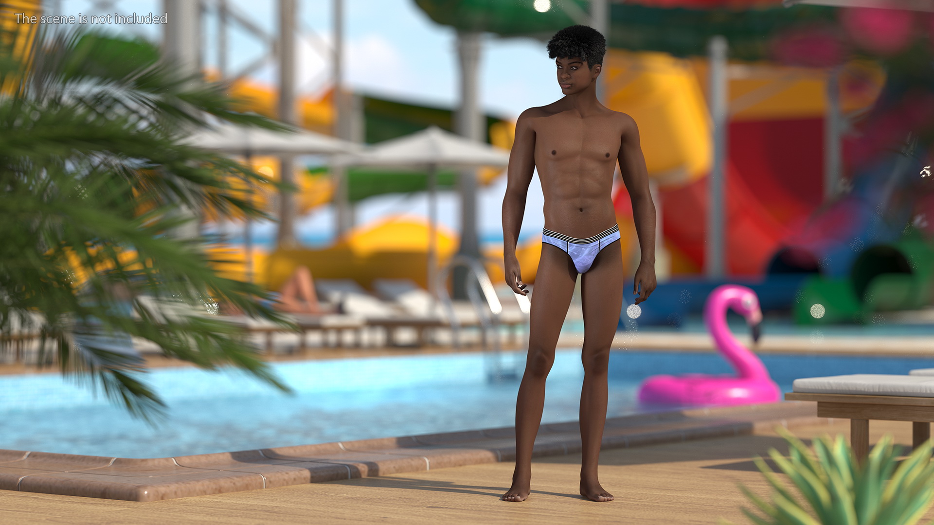 3D model Dark Skin Young Man Stand Pose