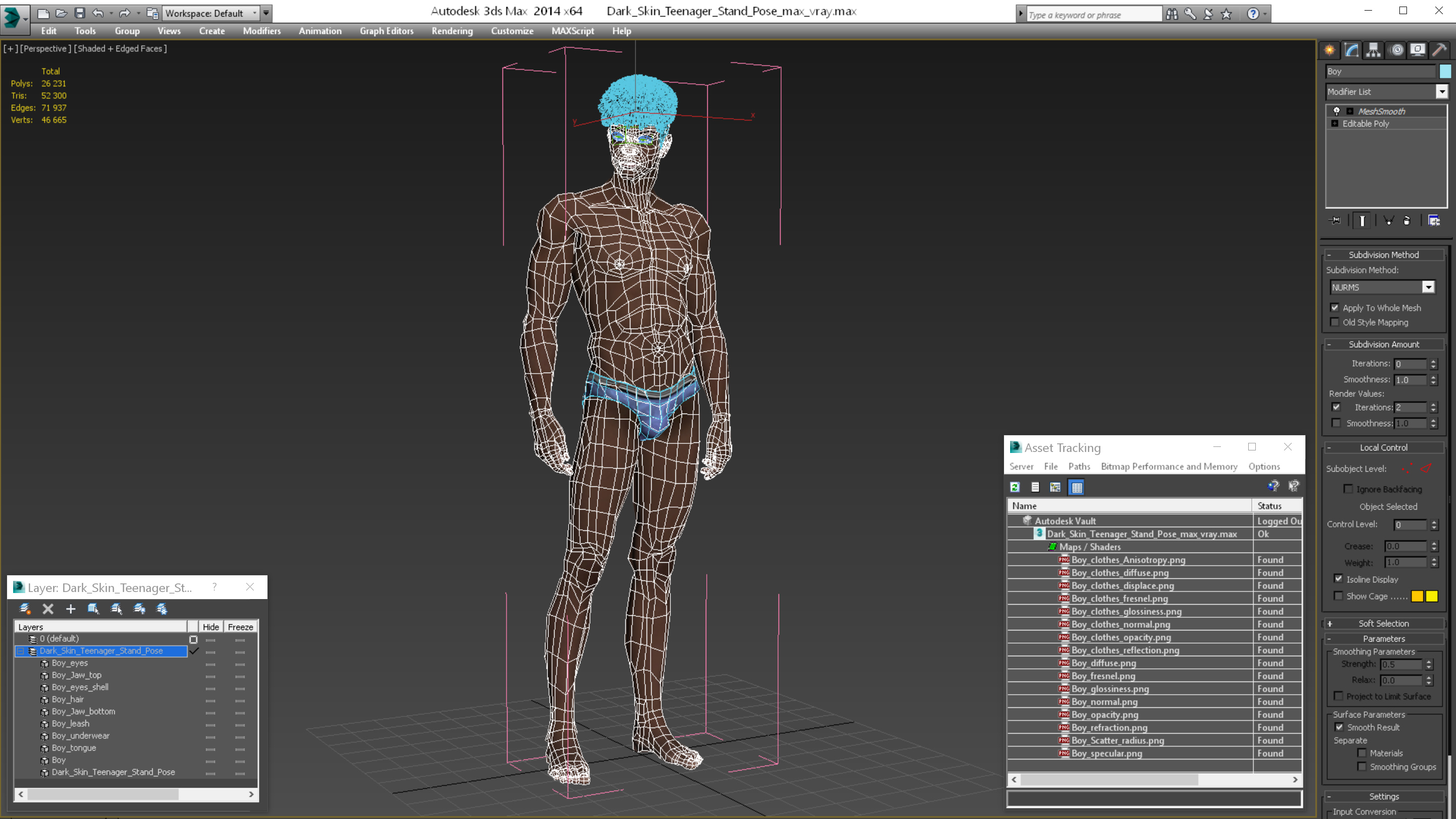 3D model Dark Skin Young Man Stand Pose