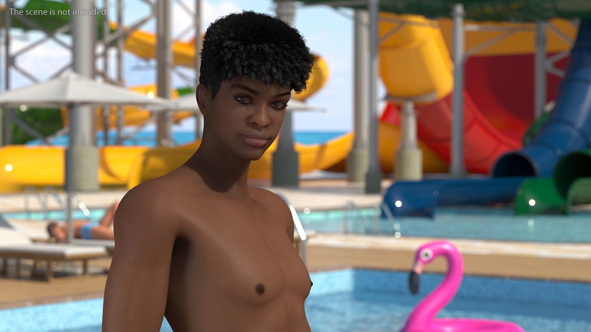 3D model Dark Skin Young Man Stand Pose