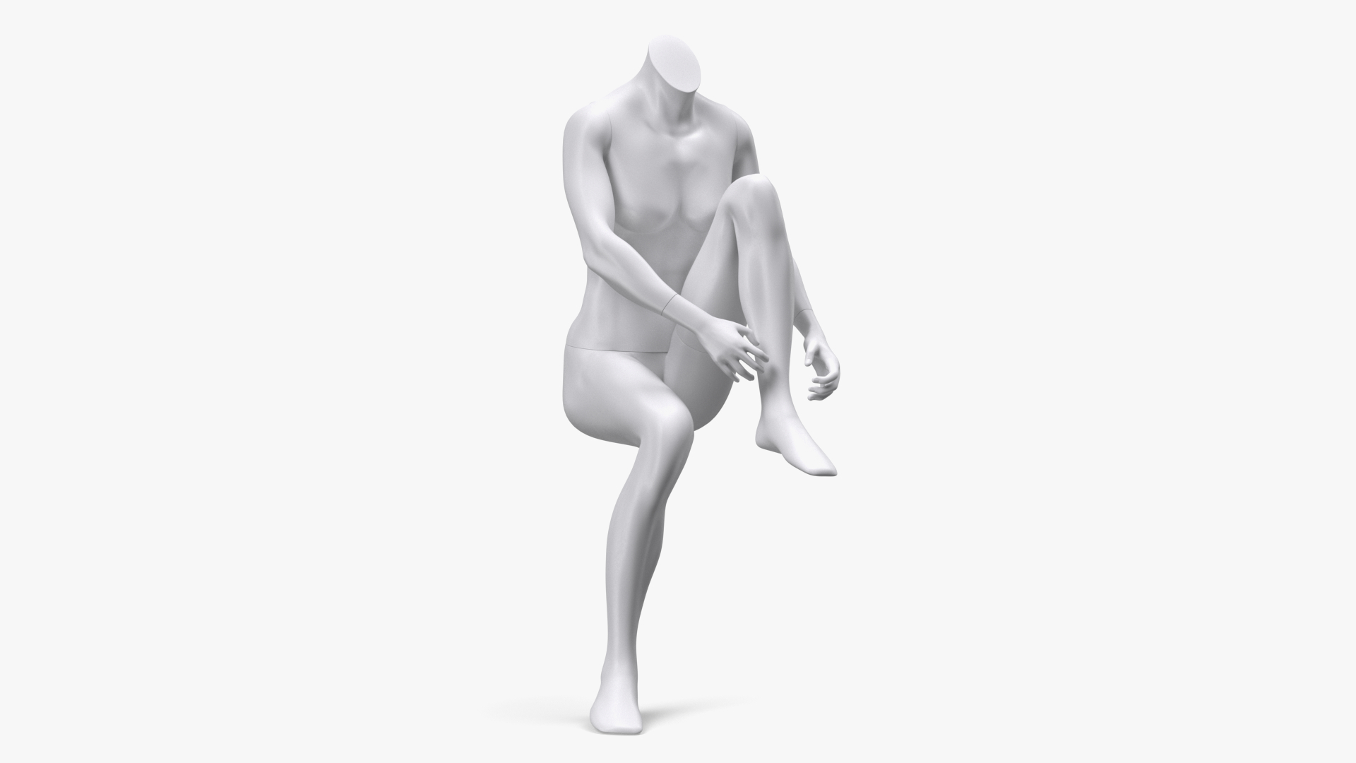 White Sports Mannequin Female Sitting 3D