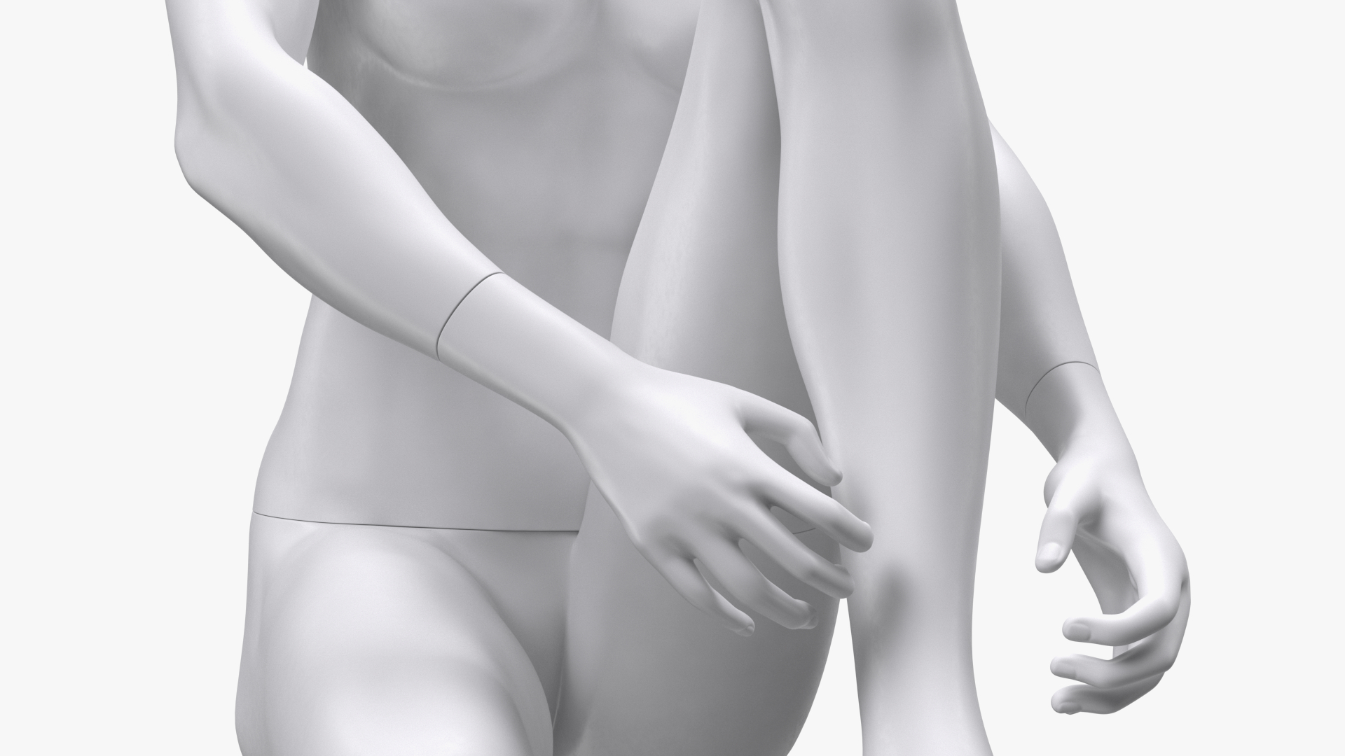 White Sports Mannequin Female Sitting 3D
