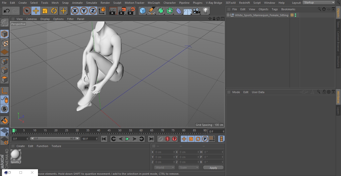 White Sports Mannequin Female Sitting 3D