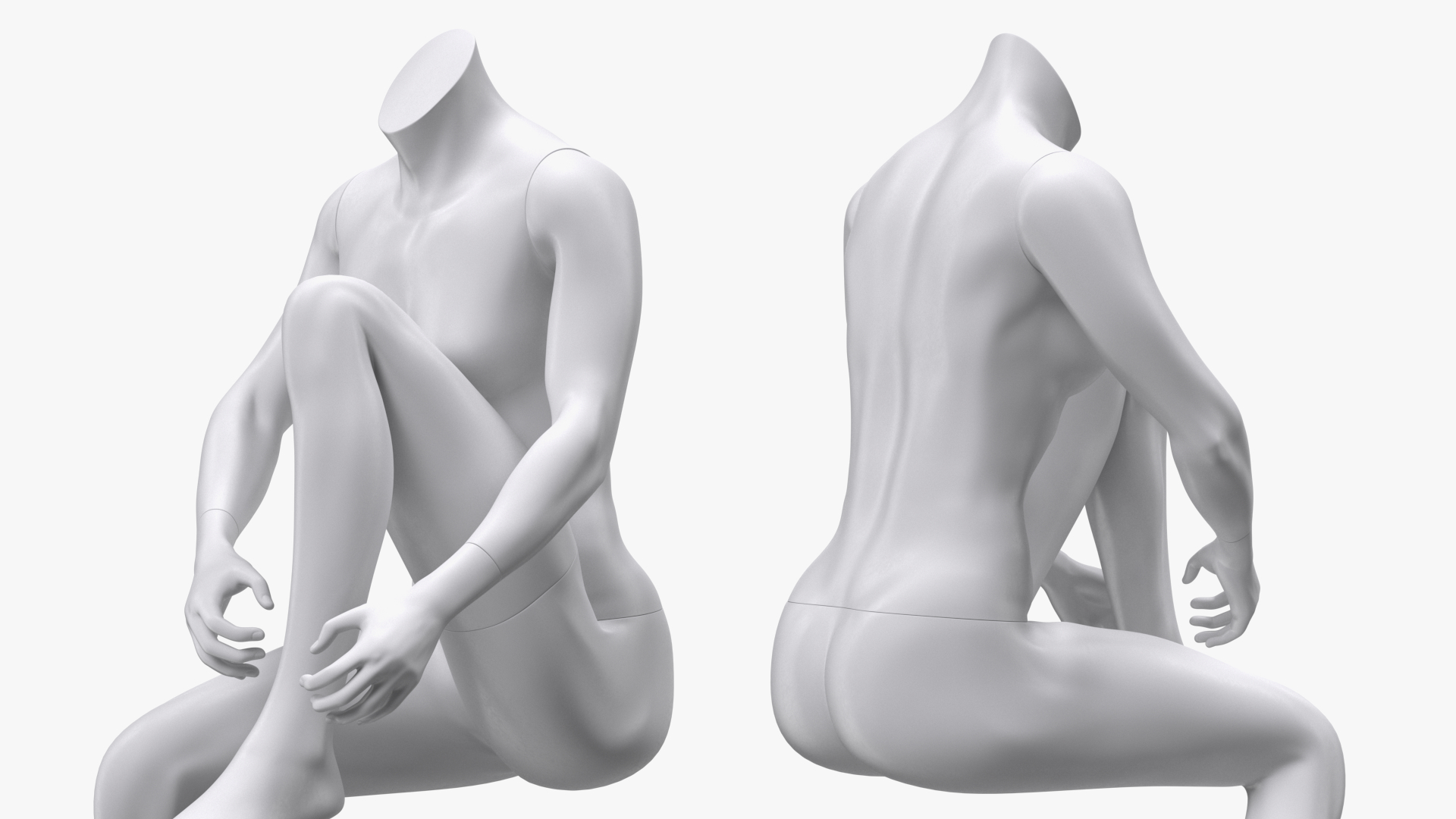 White Sports Mannequin Female Sitting 3D