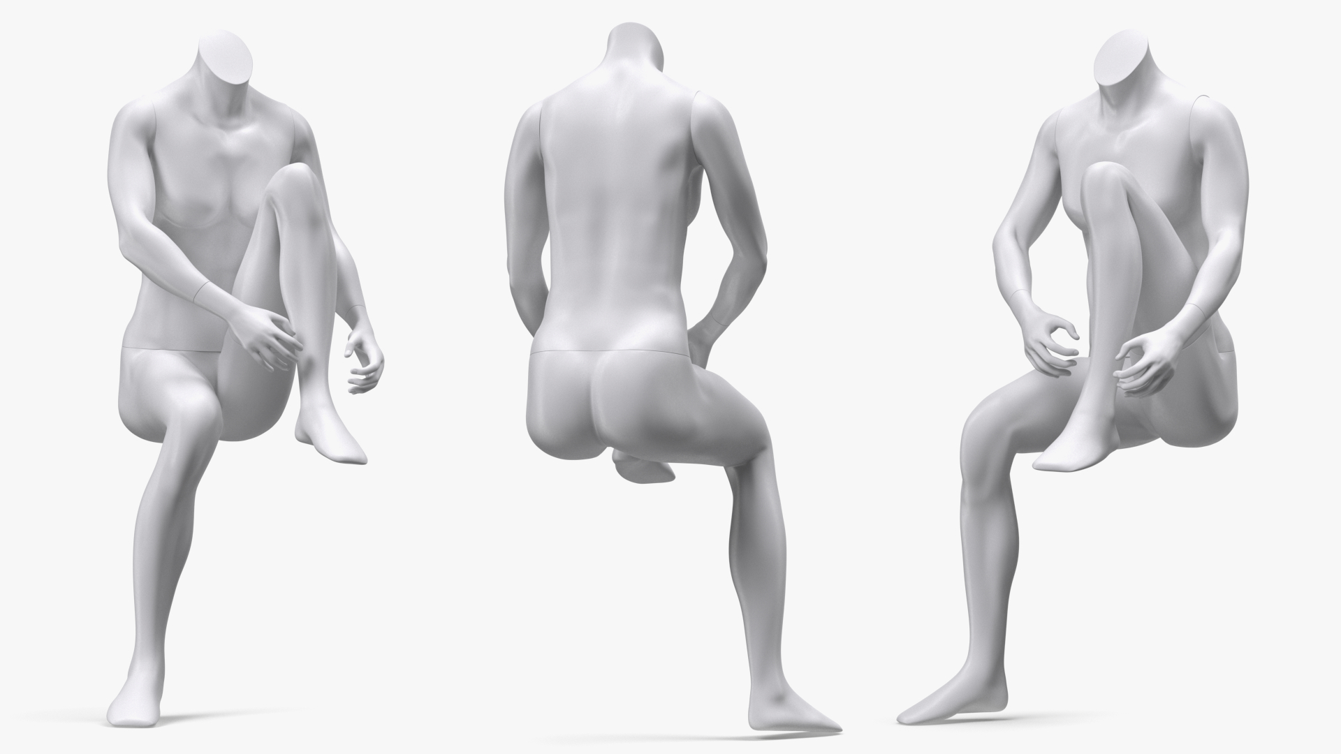 White Sports Mannequin Female Sitting 3D