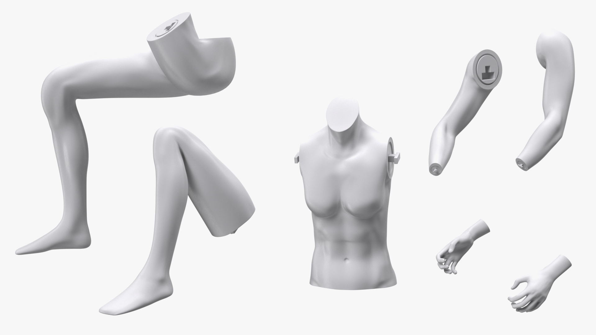 White Sports Mannequin Female Sitting 3D