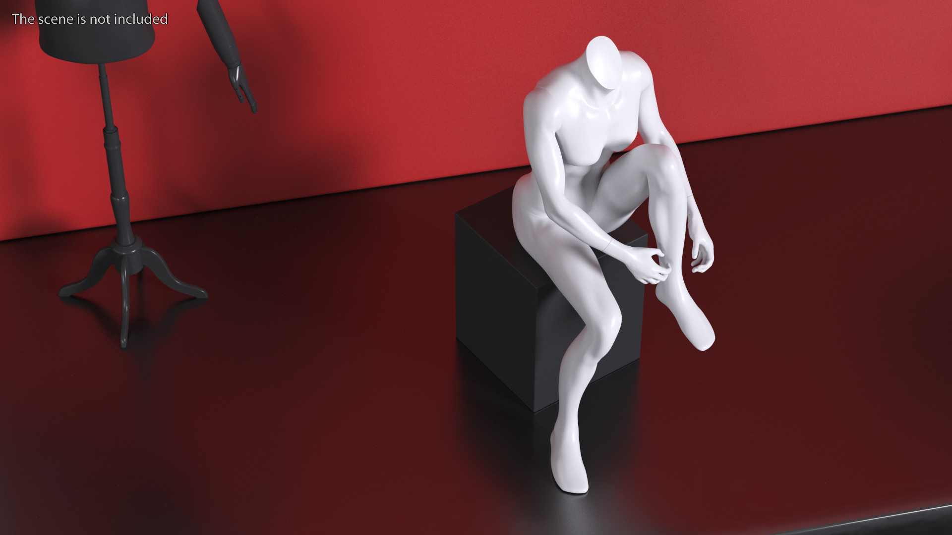 White Sports Mannequin Female Sitting 3D