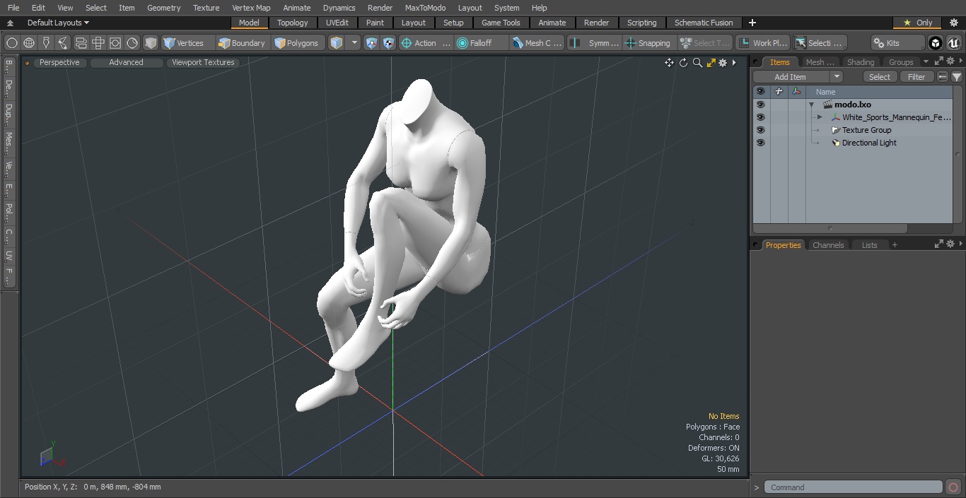 White Sports Mannequin Female Sitting 3D