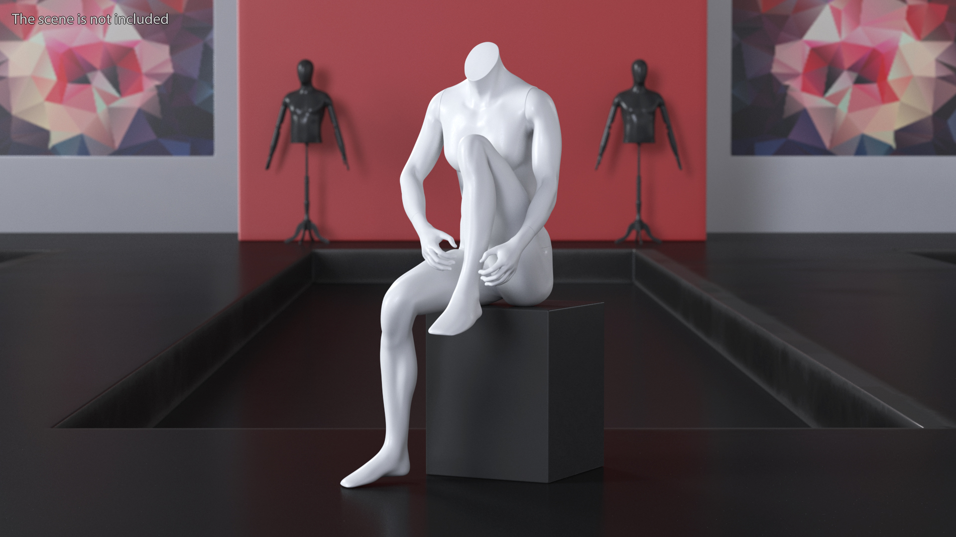 White Sports Mannequin Female Sitting 3D