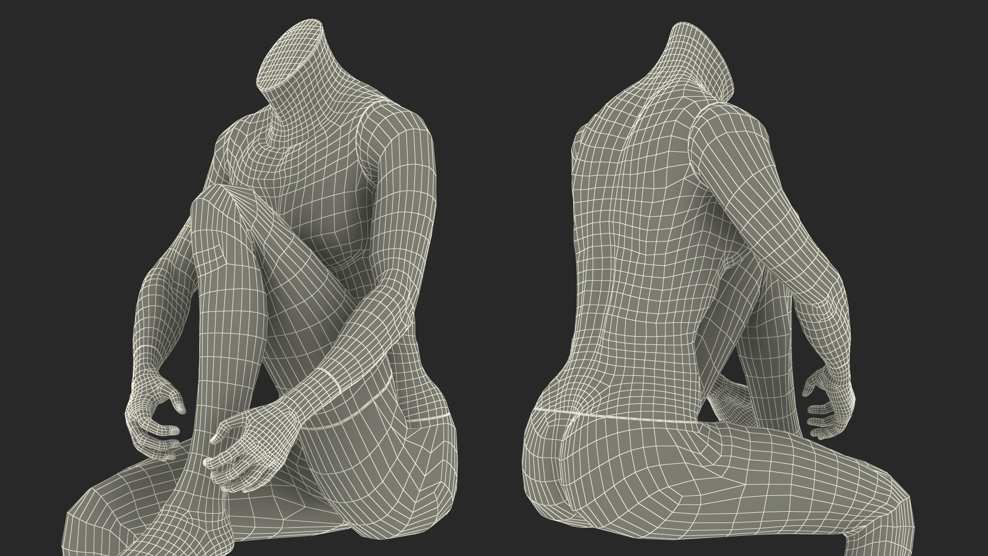 White Sports Mannequin Female Sitting 3D