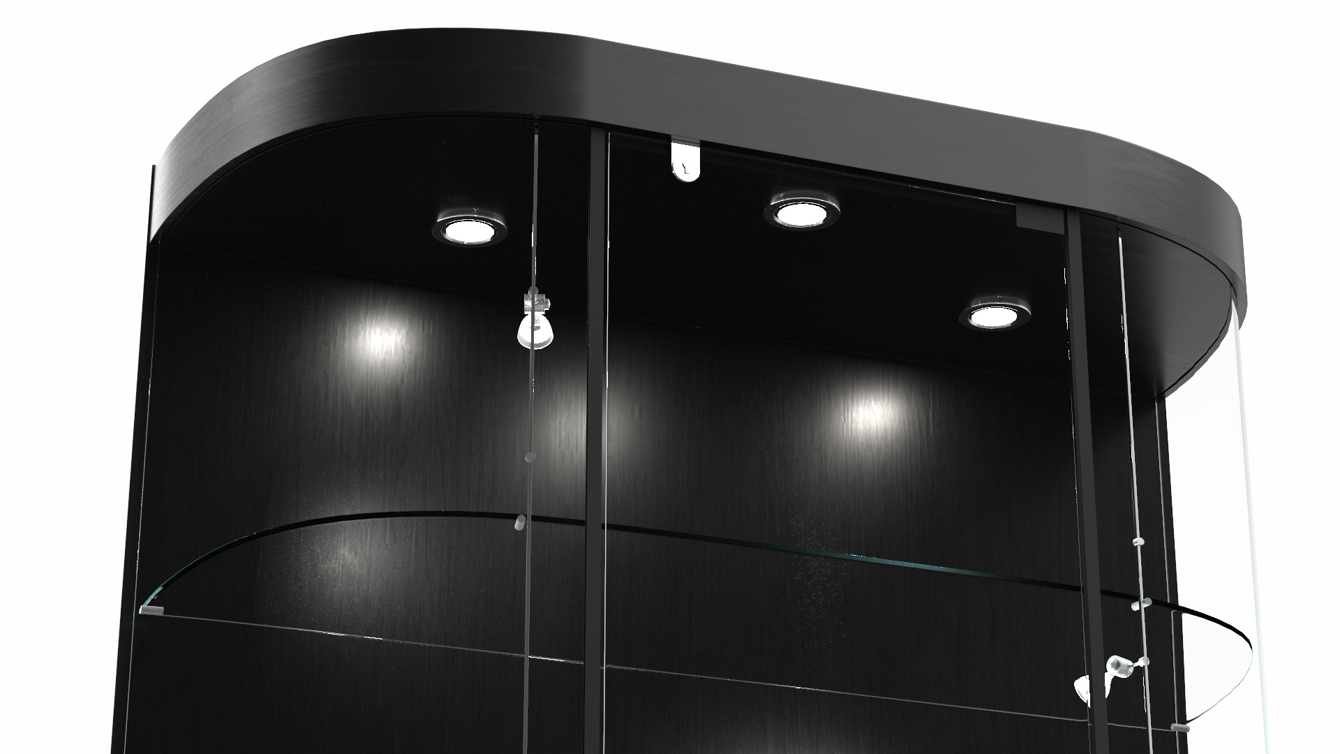 3D model Curved Wall Display Case Black