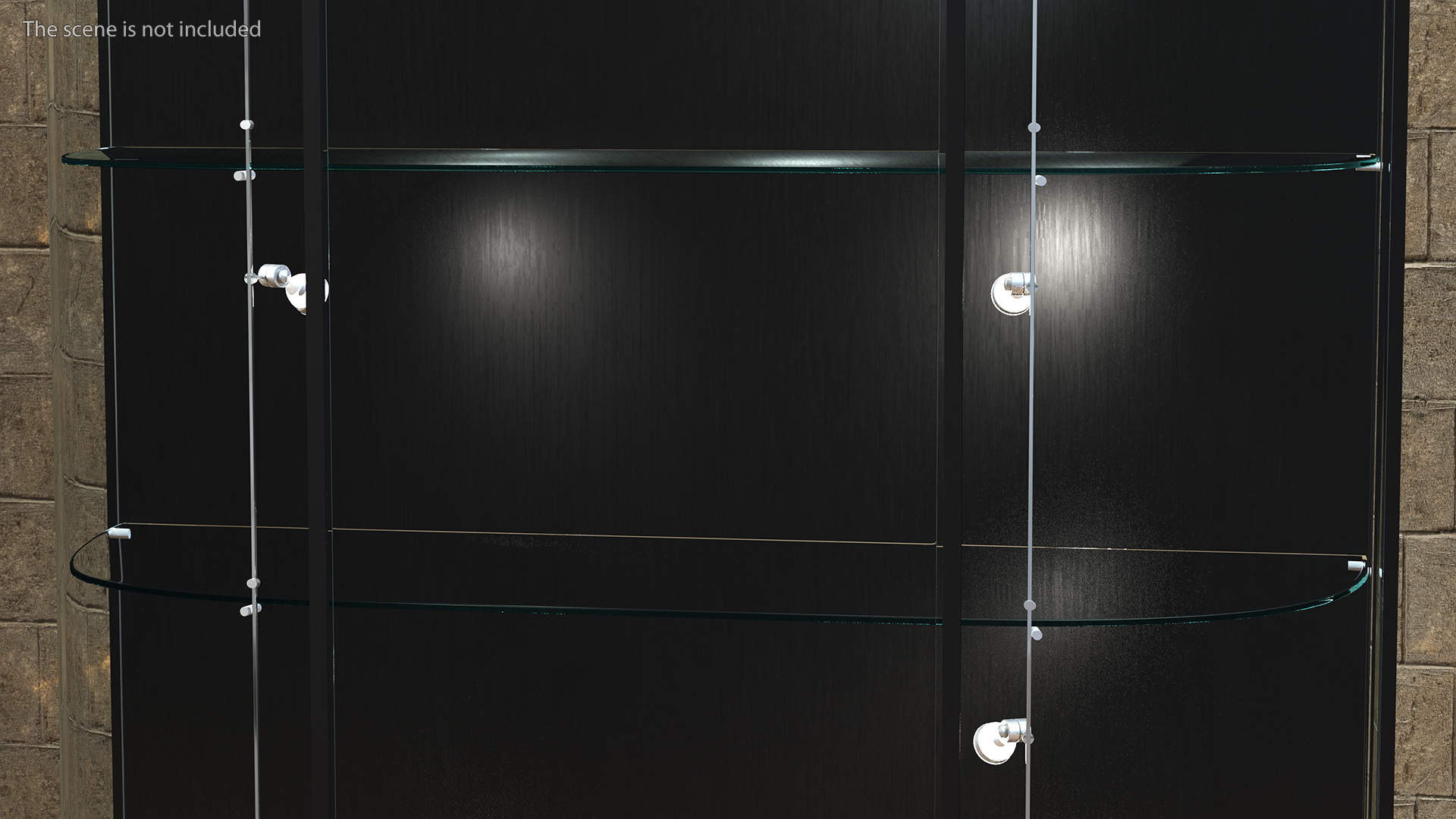 3D model Curved Wall Display Case Black