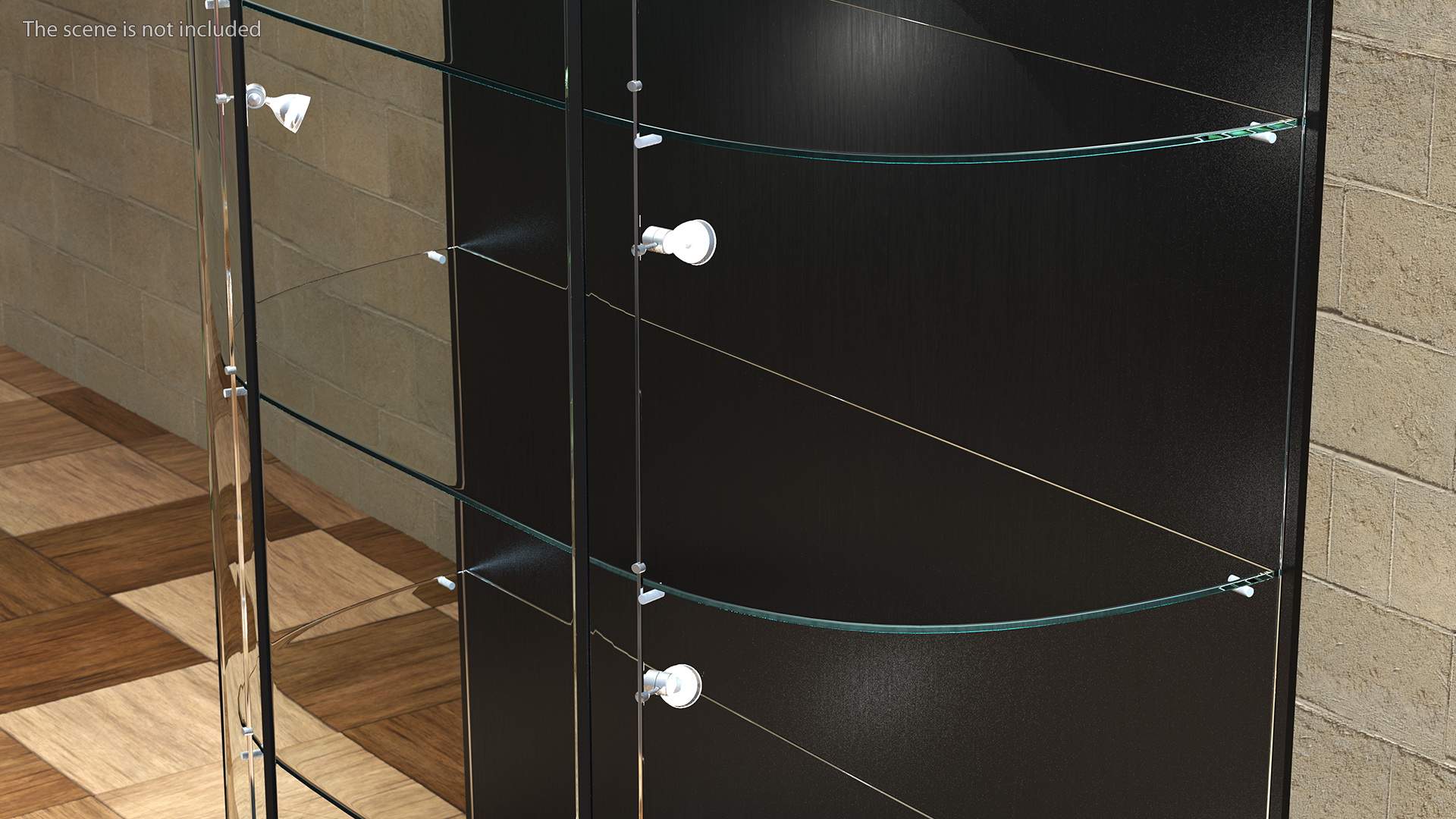 3D model Curved Wall Display Case Black