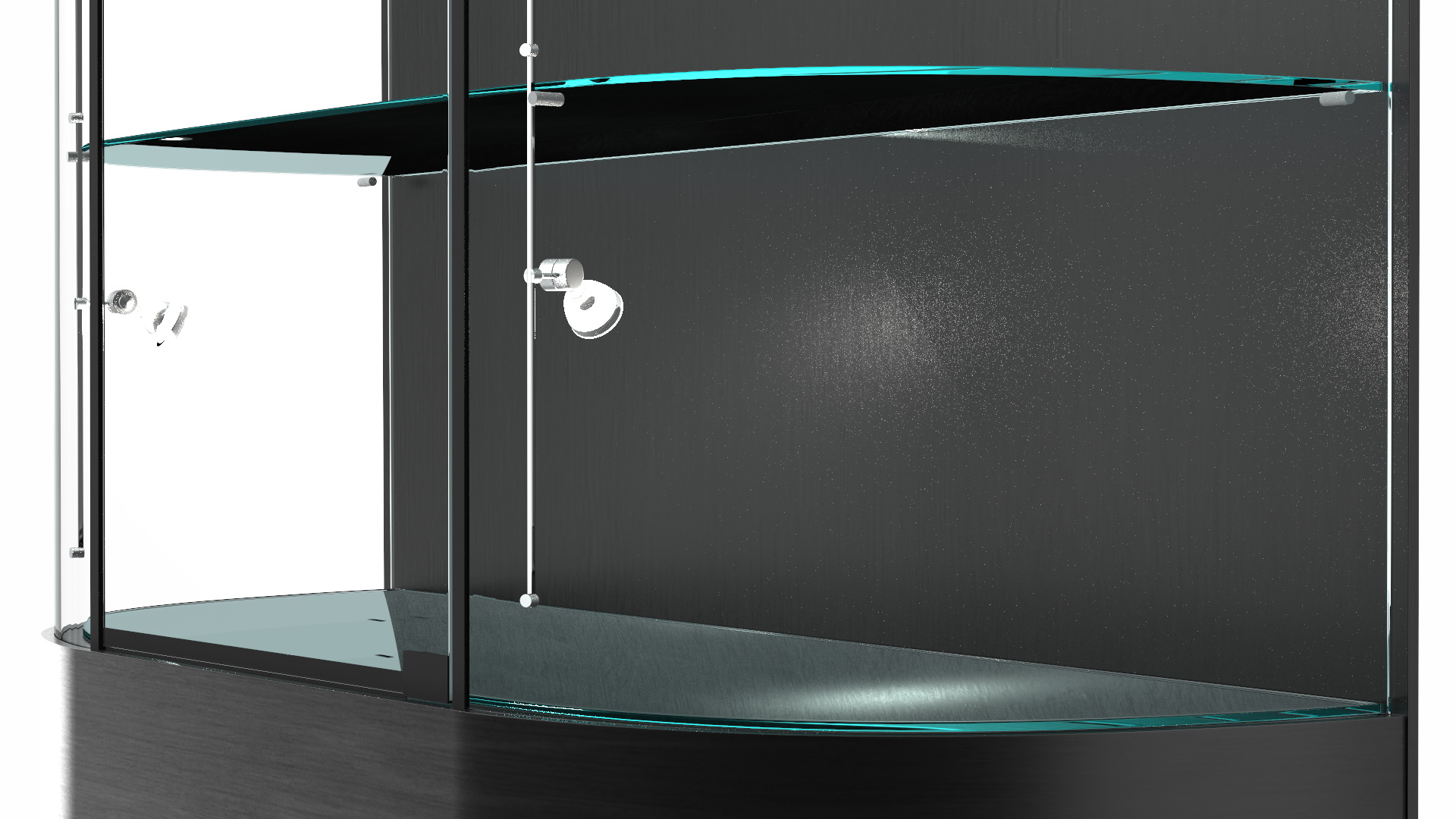 3D model Curved Wall Display Case Black