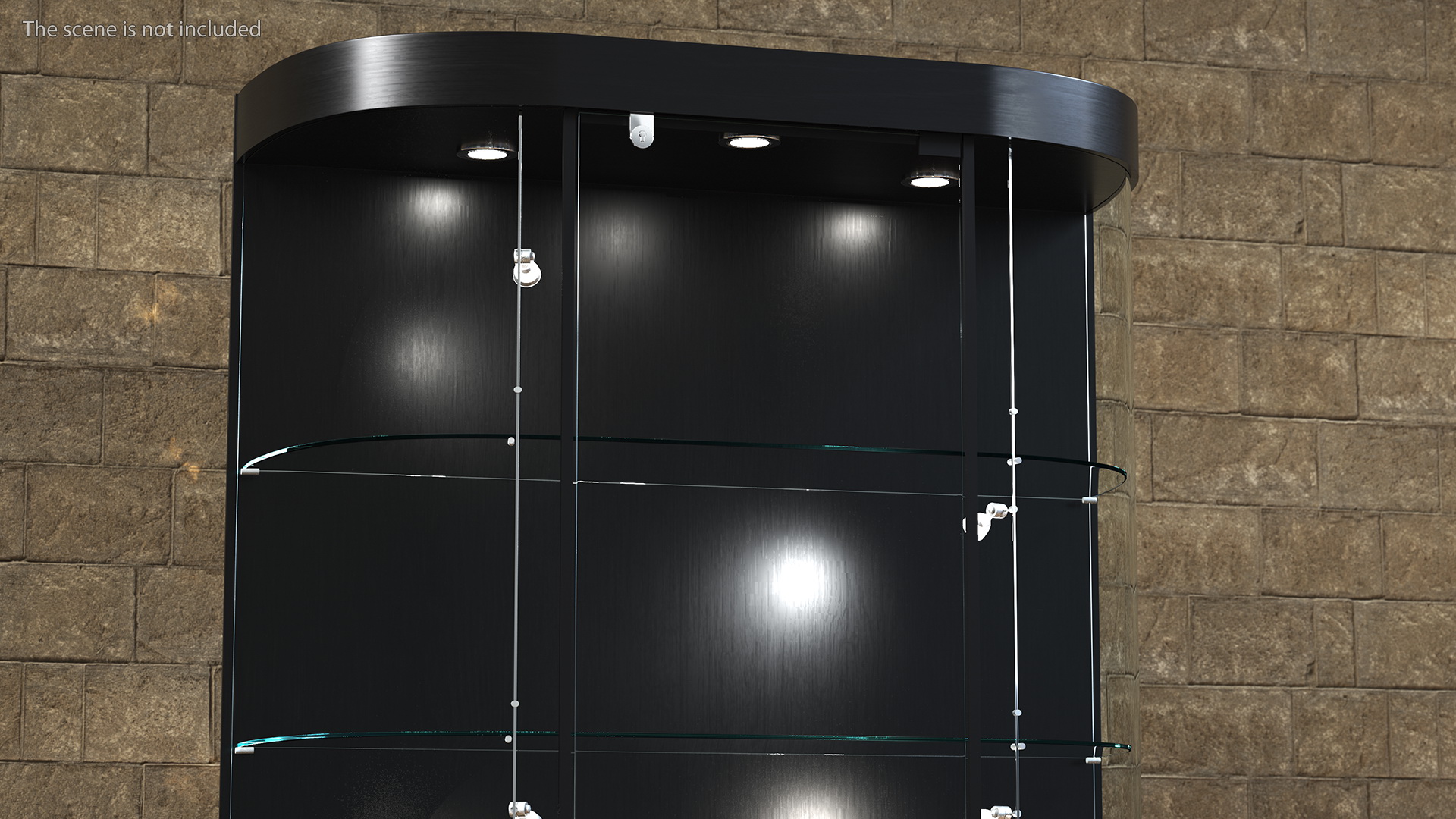 3D model Curved Wall Display Case Black