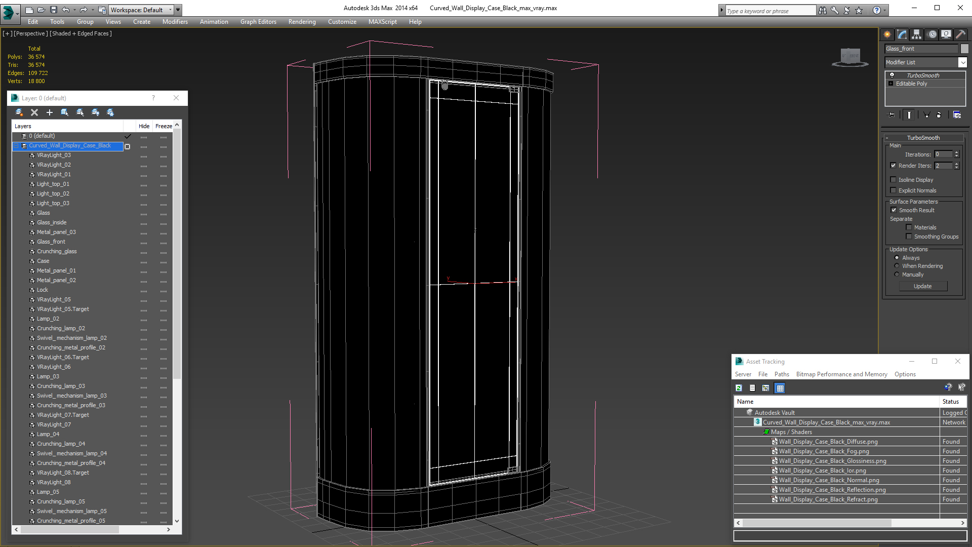 3D model Curved Wall Display Case Black