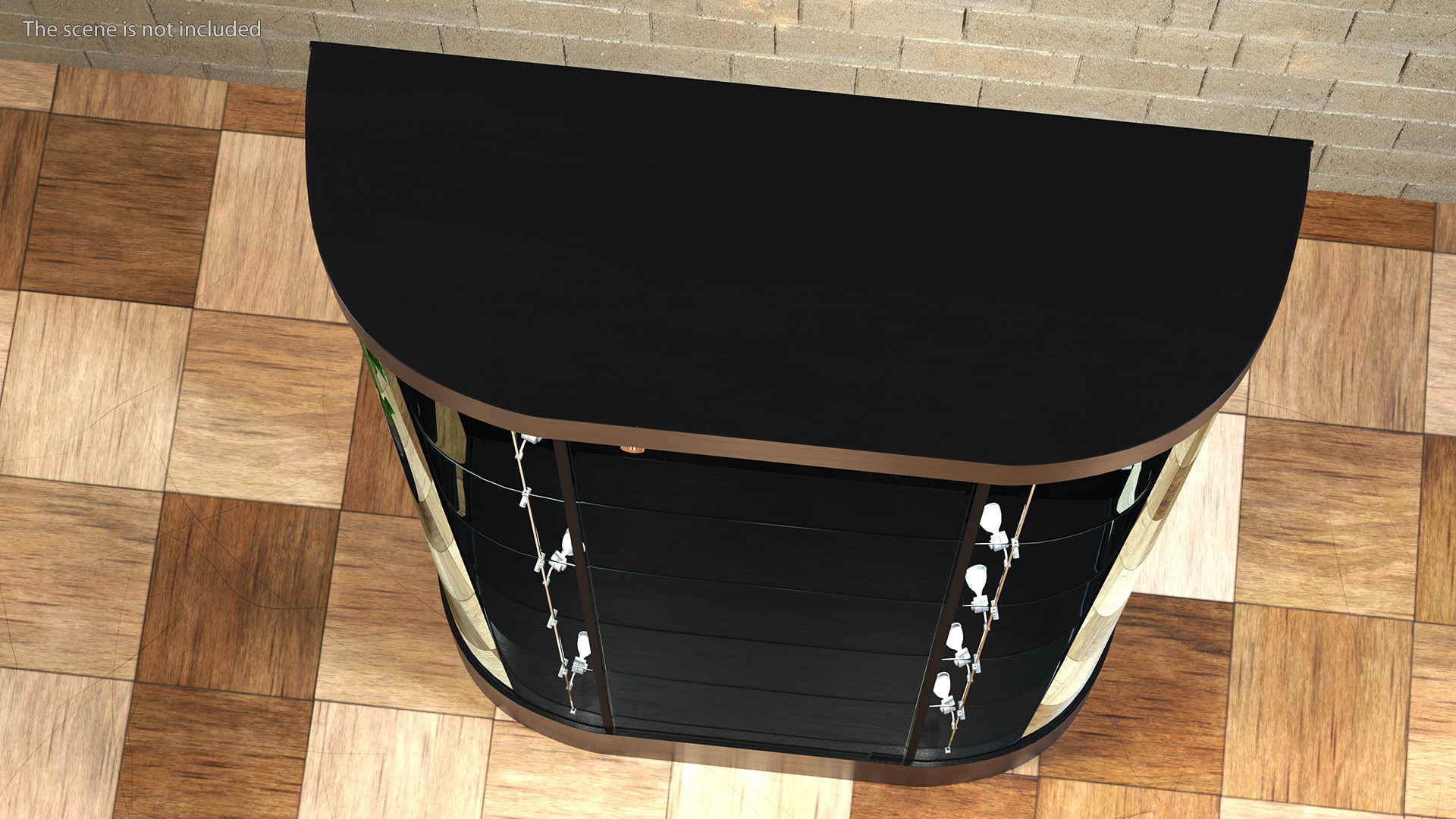 3D model Curved Wall Display Case Black