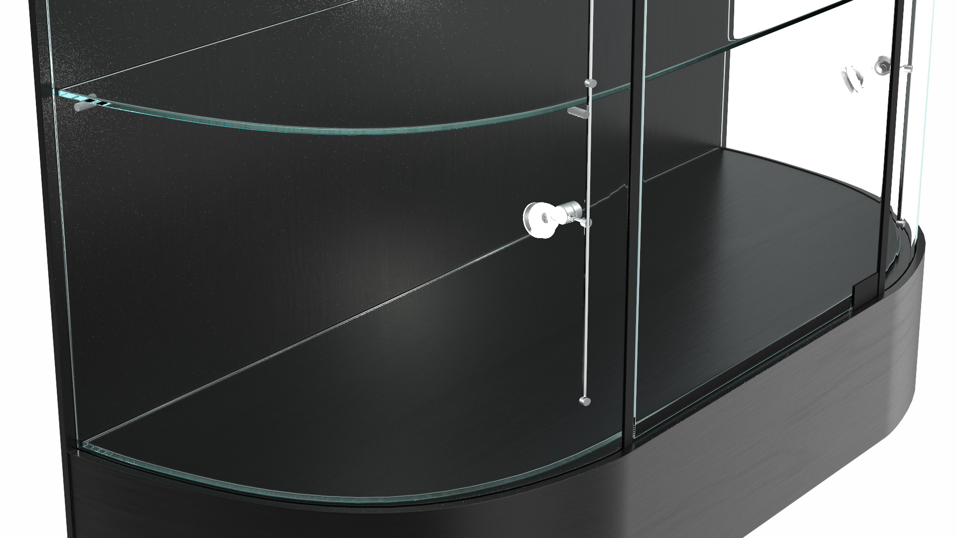 3D model Curved Wall Display Case Black