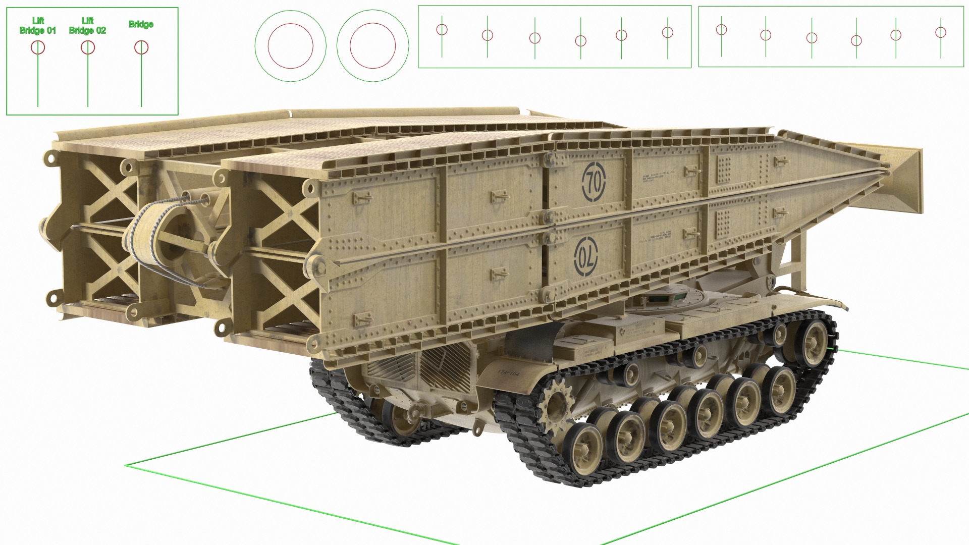 Armored Vehicle Launched Bridge AVLB M60A1 Rigged 3D model