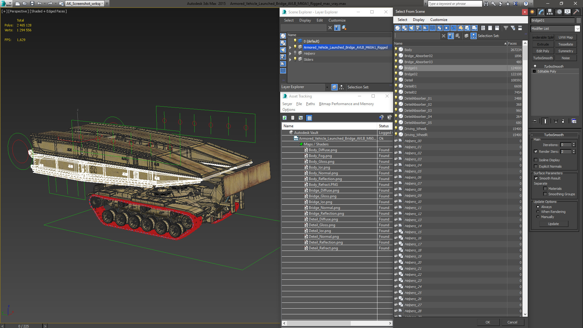 Armored Vehicle Launched Bridge AVLB M60A1 Rigged 3D model
