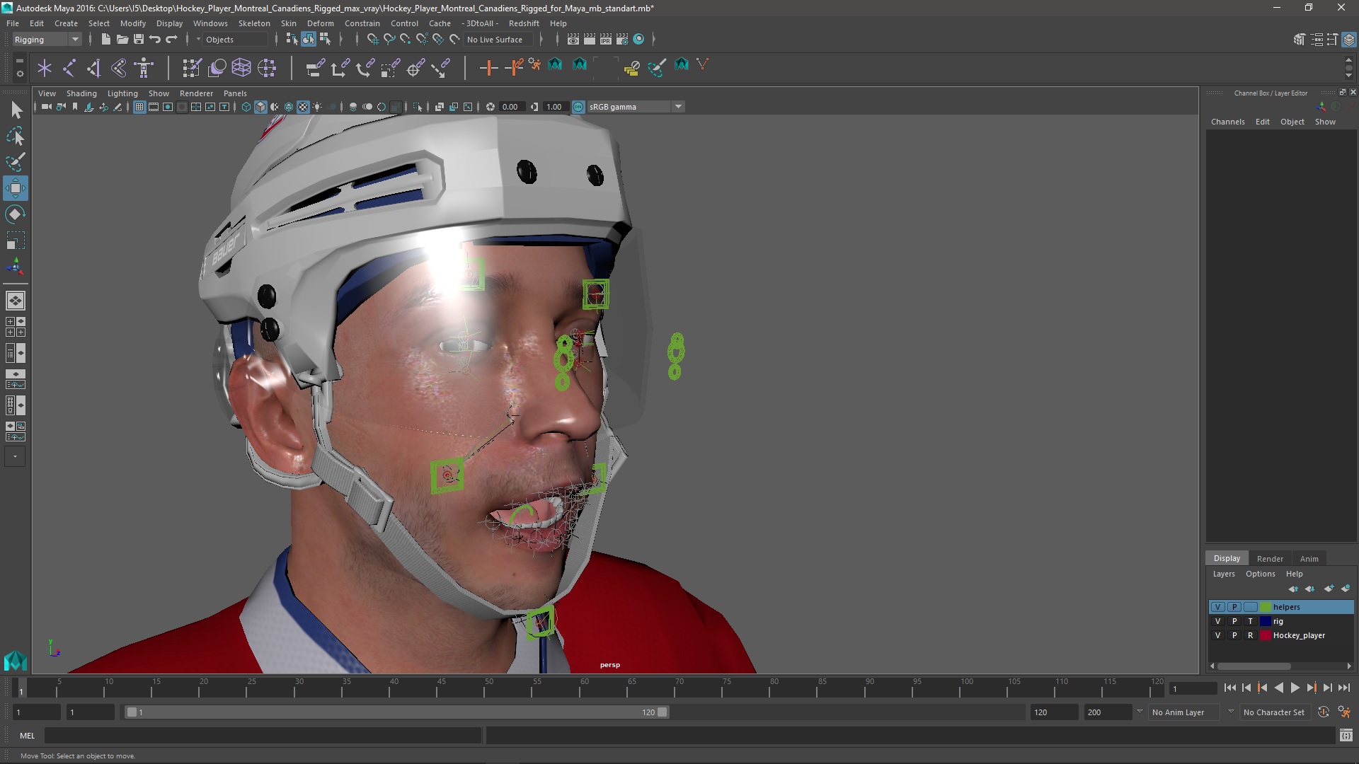 3D Hockey Player Montreal Canadiens Rigged for Maya model