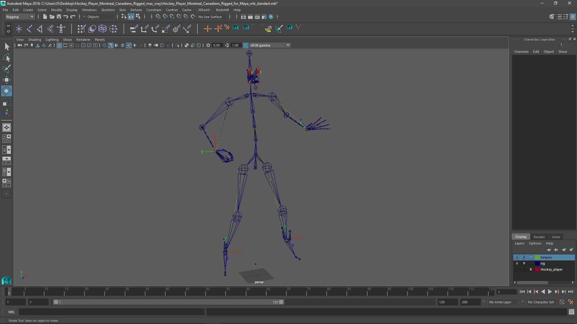 3D Hockey Player Montreal Canadiens Rigged for Maya model