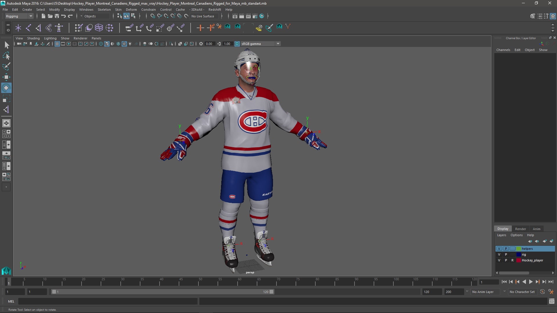 3D Hockey Player Montreal Canadiens Rigged for Maya model