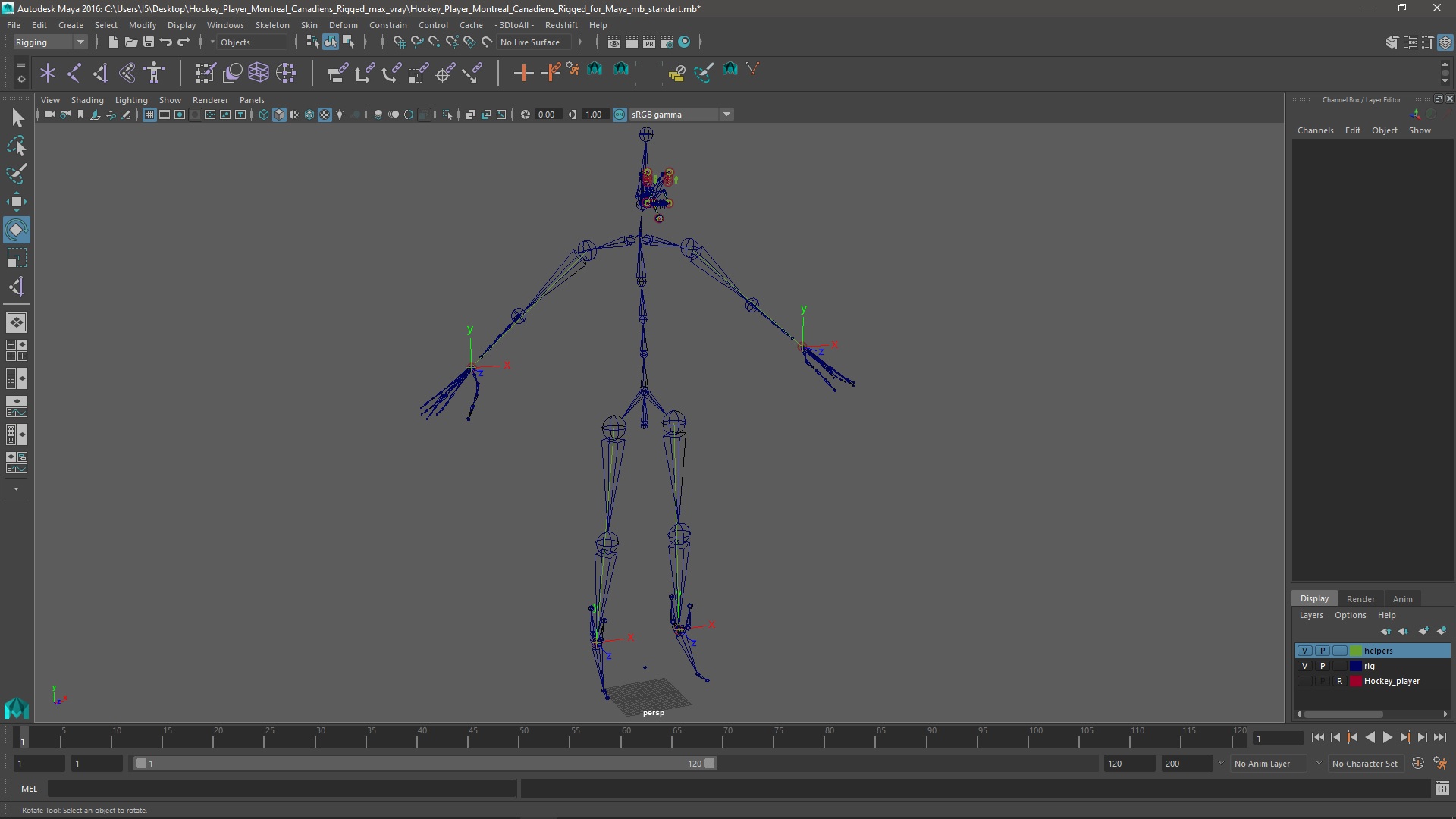 3D Hockey Player Montreal Canadiens Rigged for Maya model