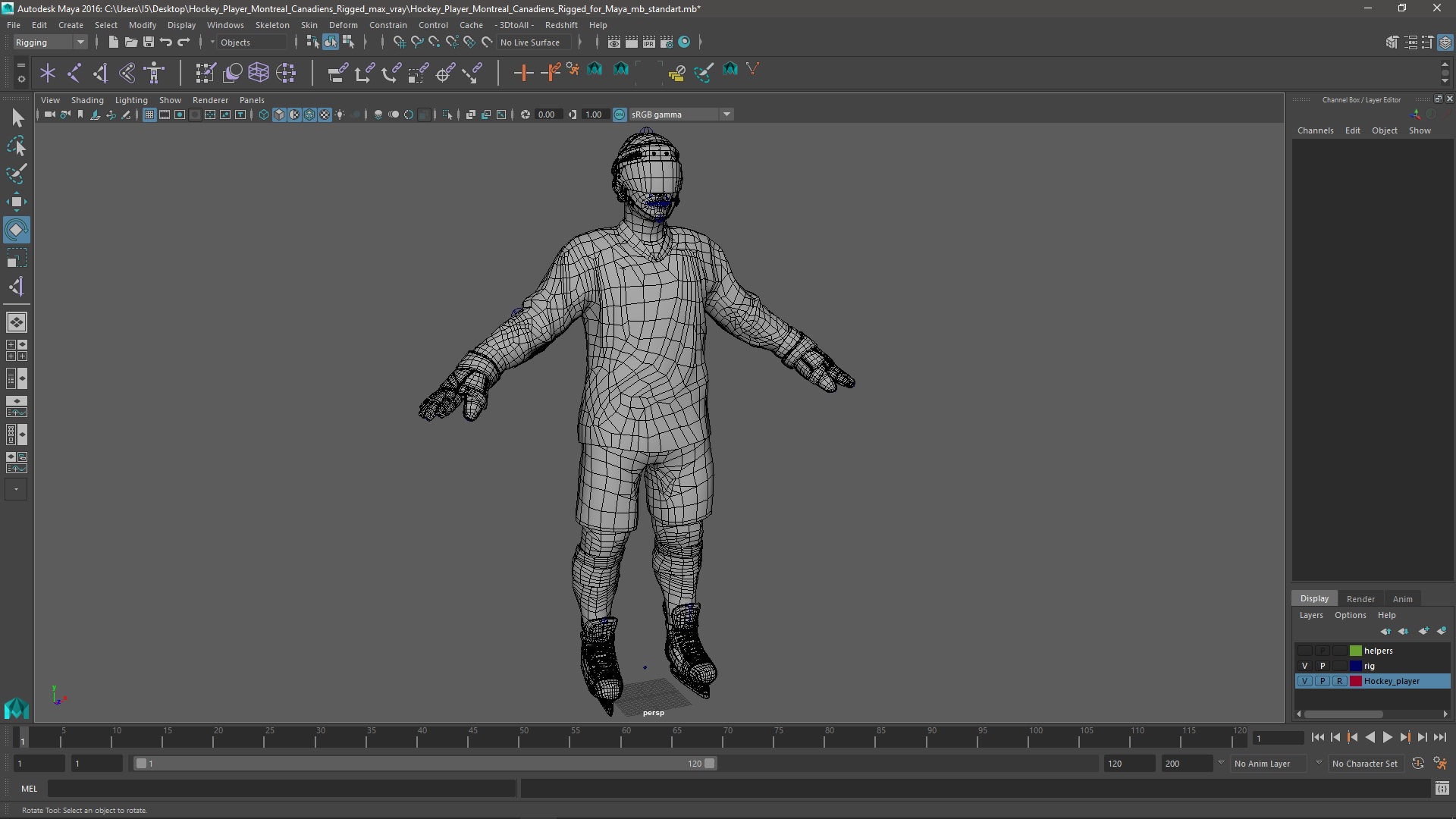3D Hockey Player Montreal Canadiens Rigged for Maya model