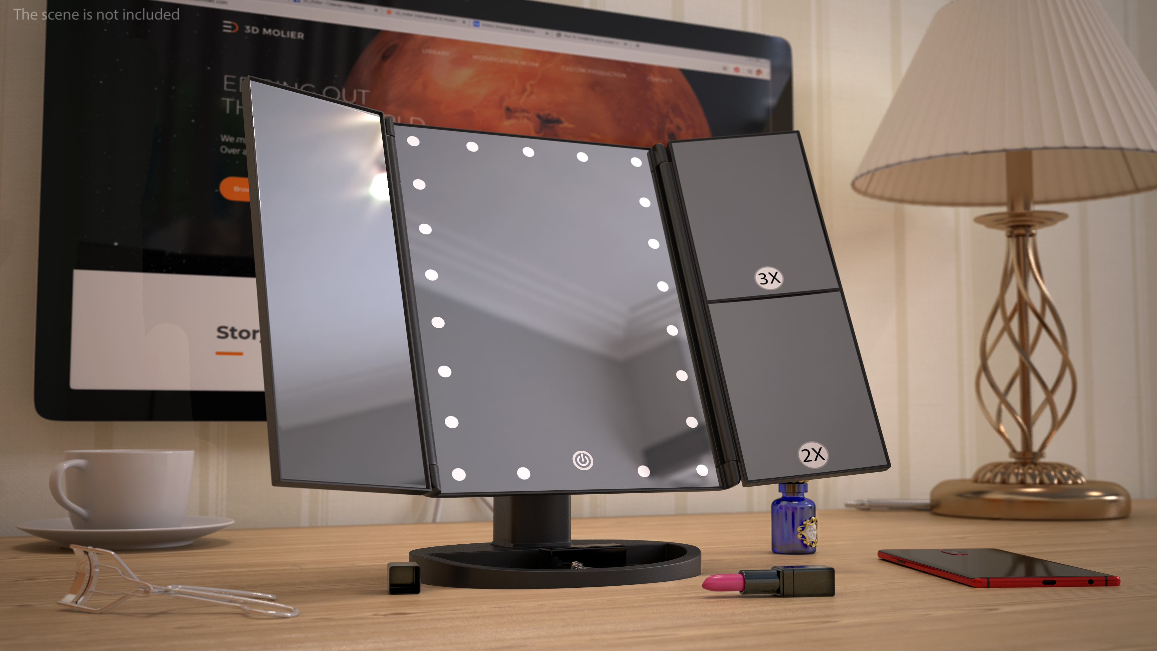 3D model Tri-Fold Lighted Vanity Mirror