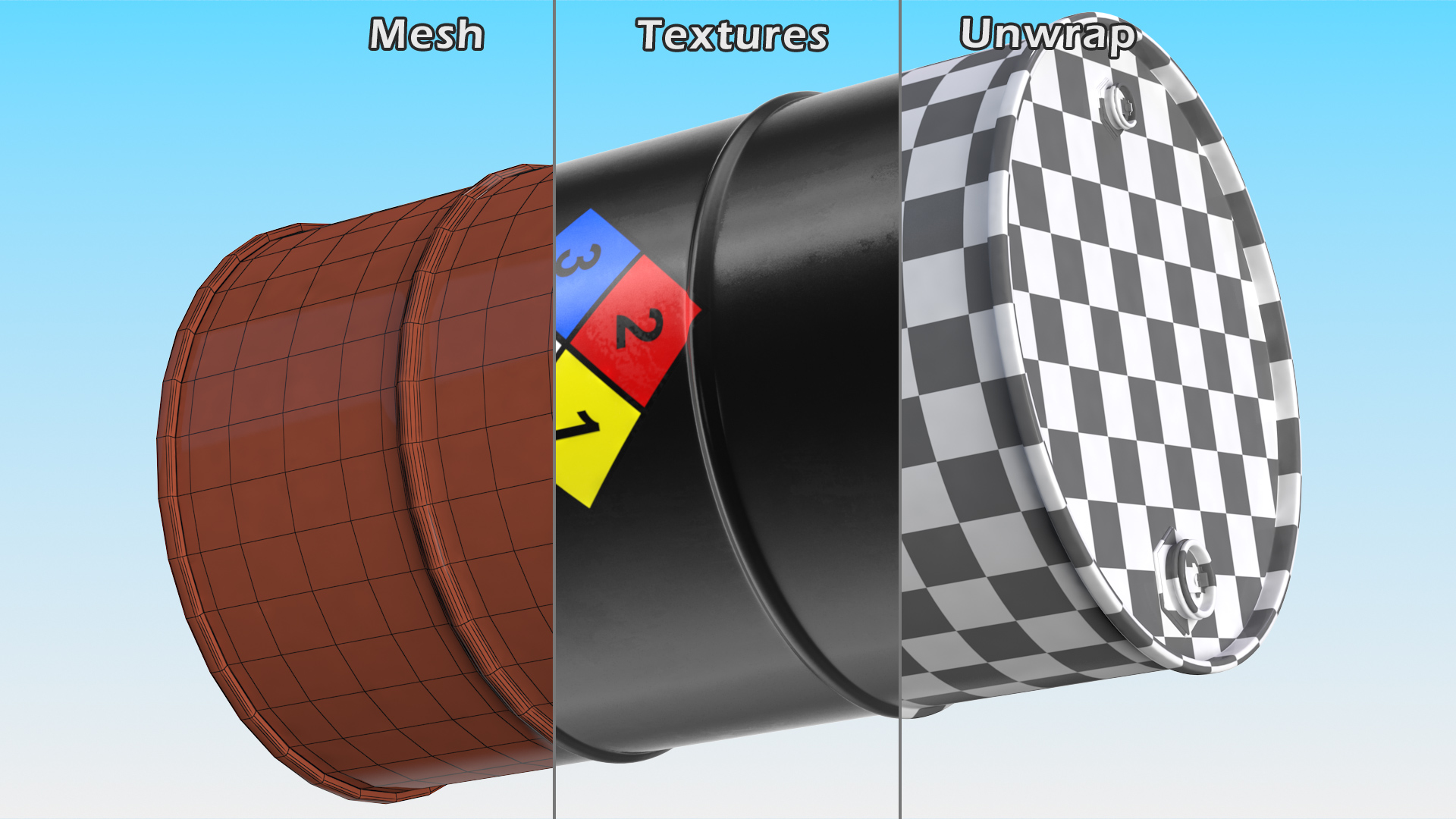 Chemical Barrel with NFPA 704 Diamond 3D