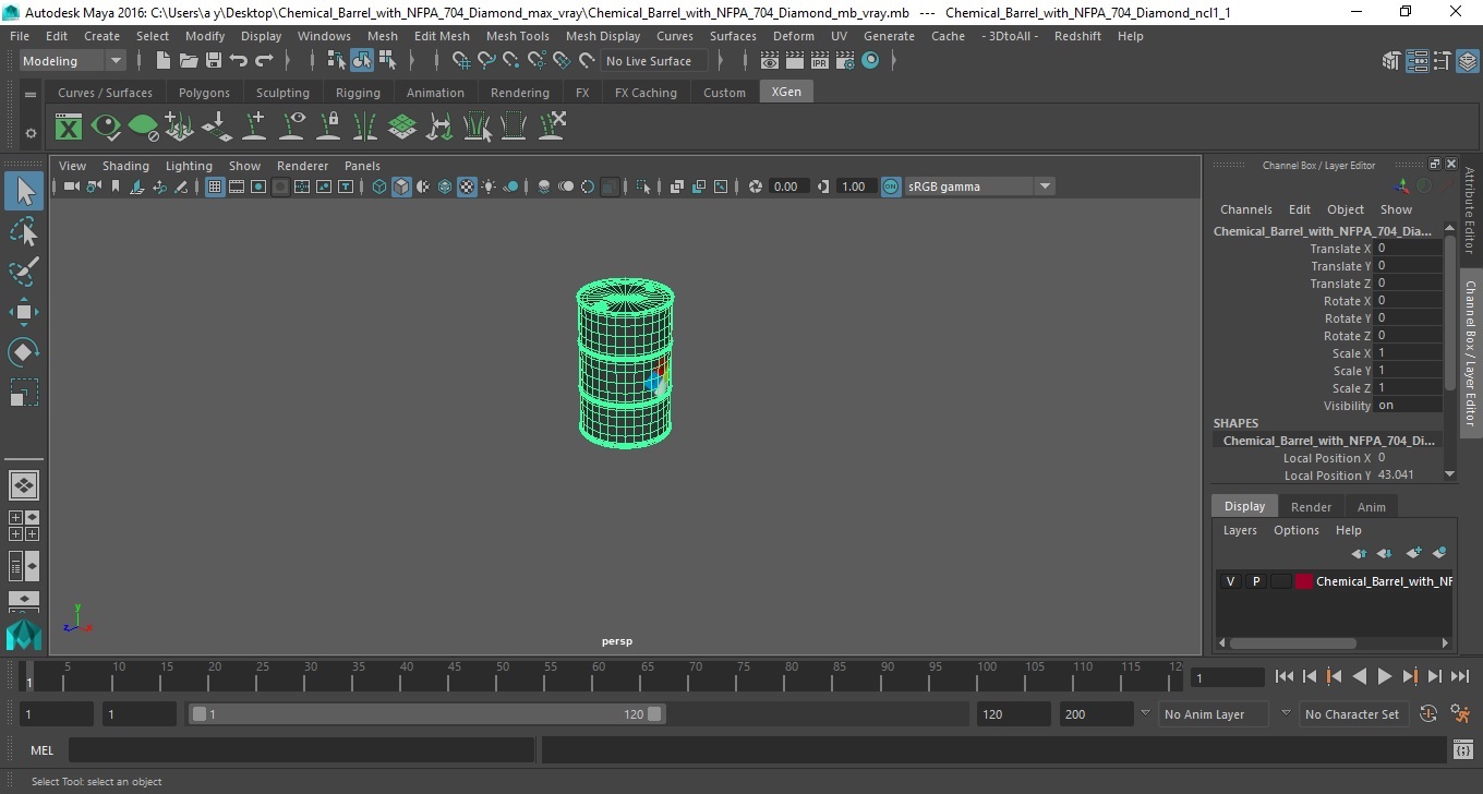 Chemical Barrel with NFPA 704 Diamond 3D