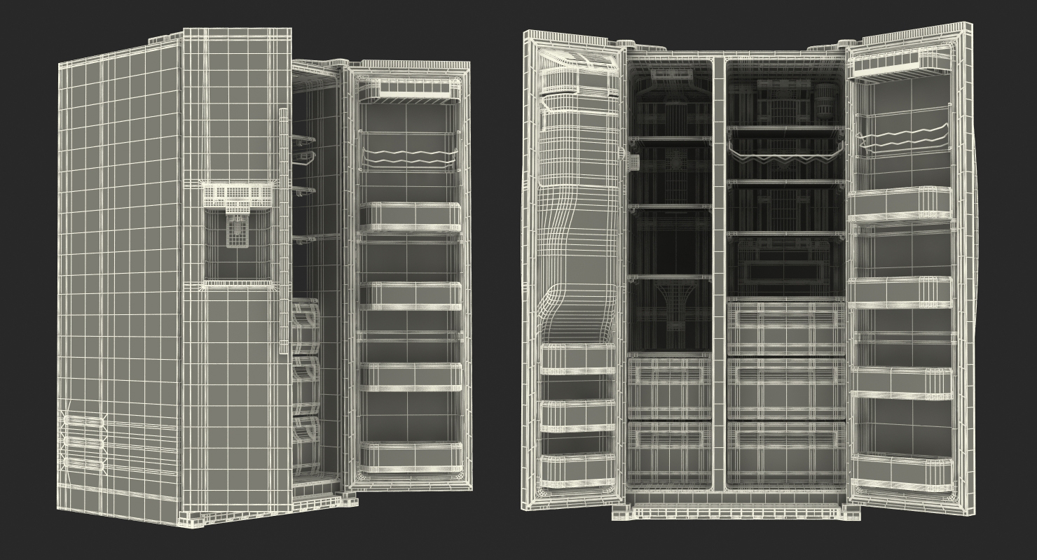 3D Samsung Stainless Side By Side Refrigerator model